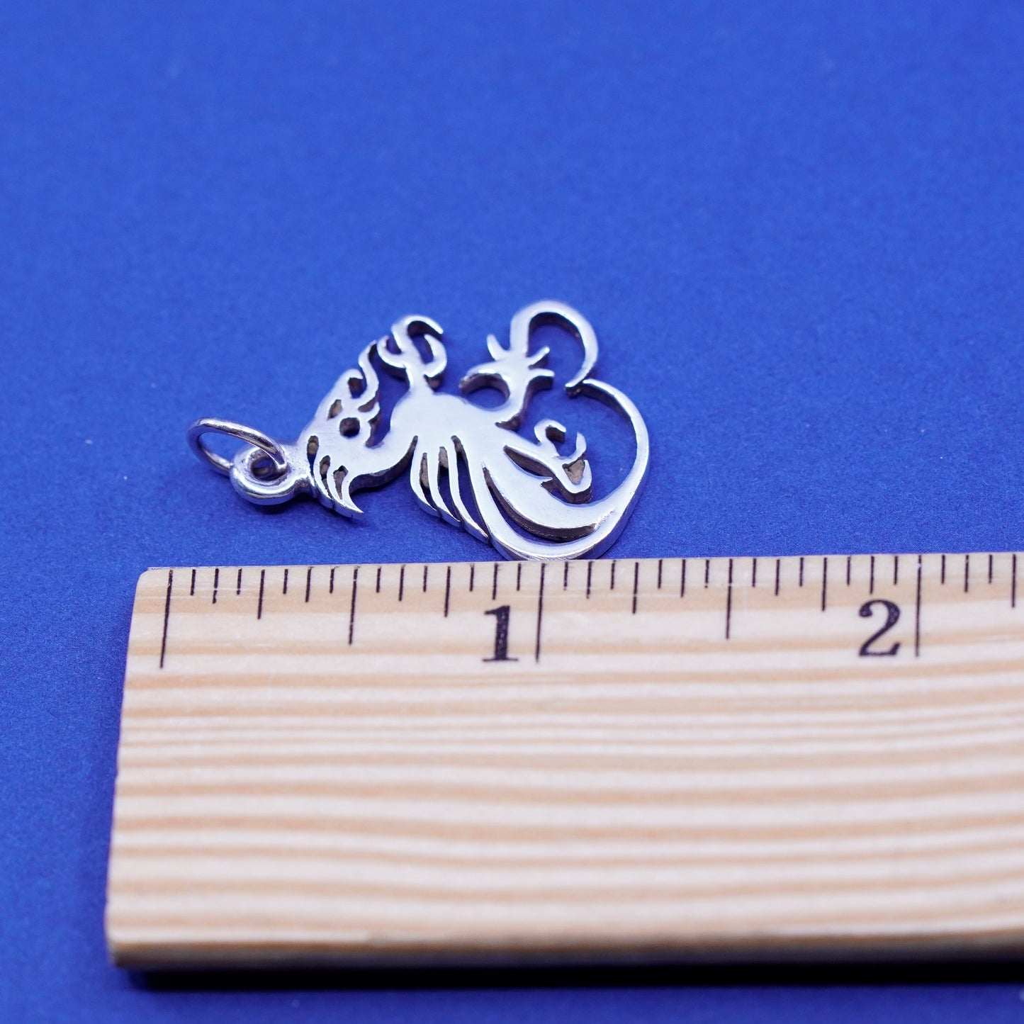 Vintage sterling silver handmade pendant, 925 dragon charm