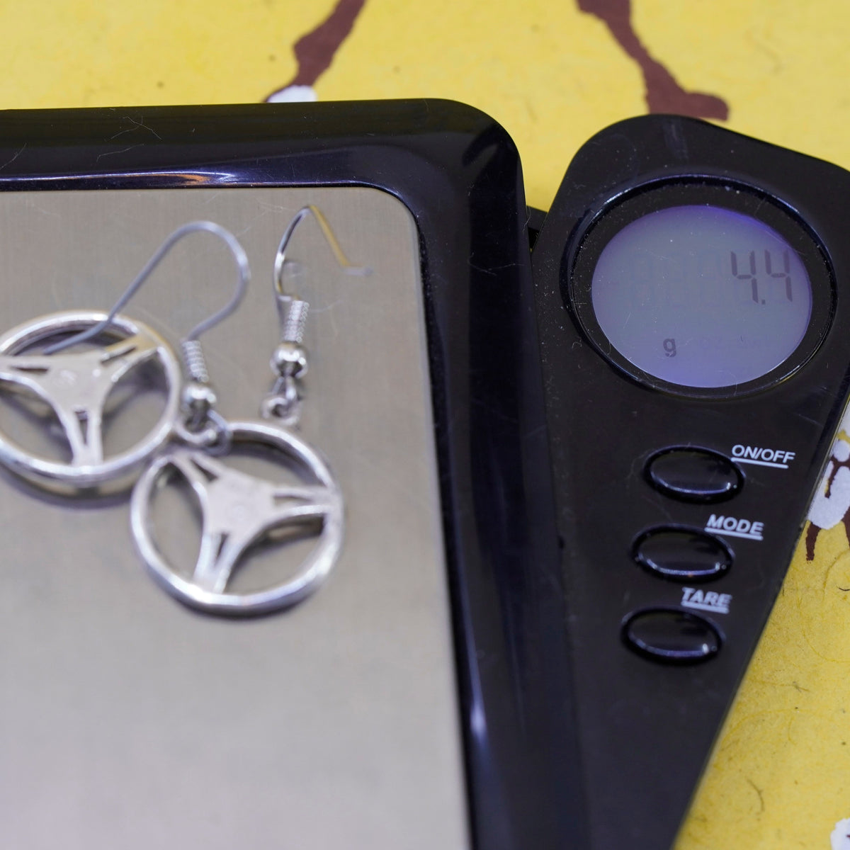 Vintage Sterling silver handmade earrings, 925 wheel dangle