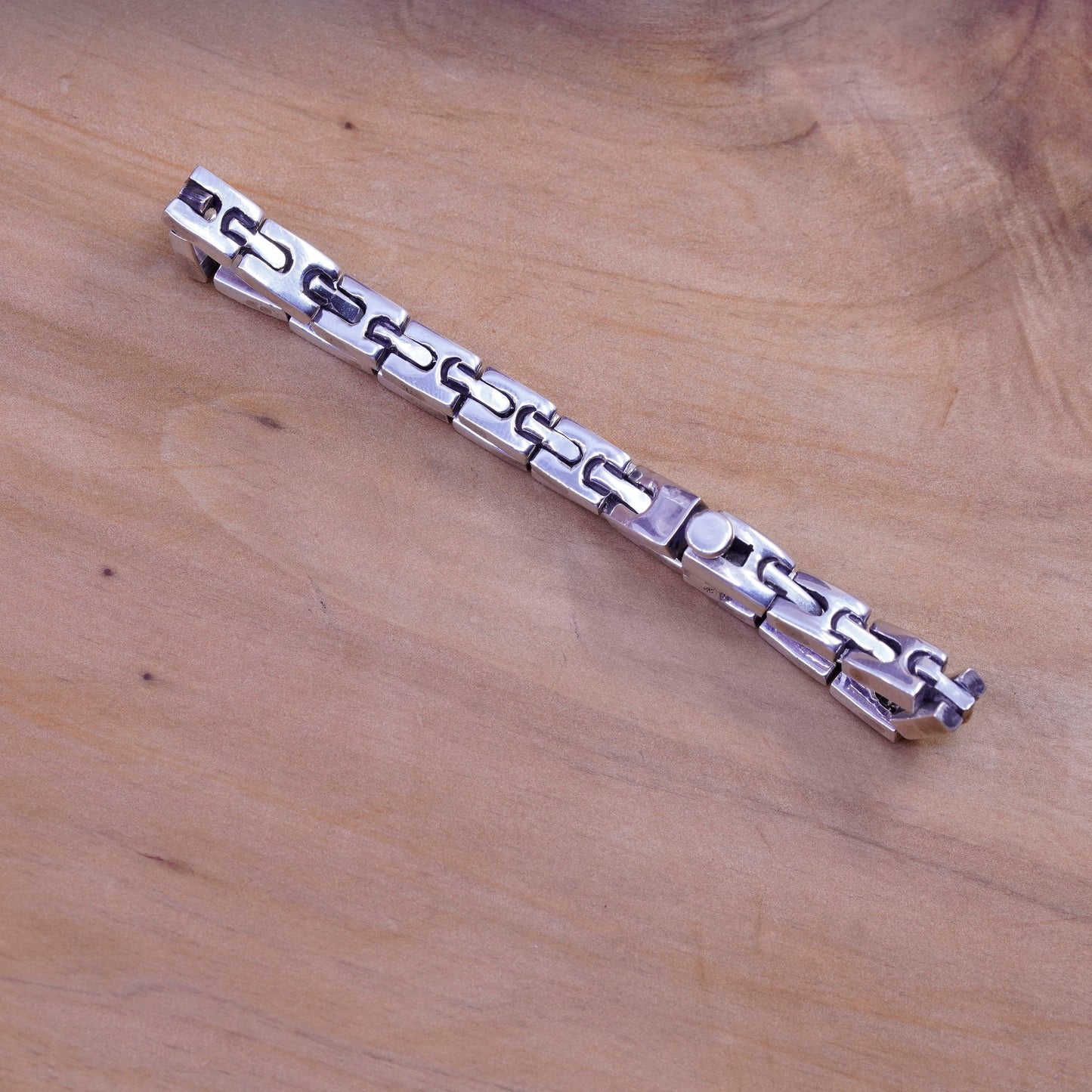 7”, vintage modern Sterling silver handmade tennis bracelet, 925 link chain