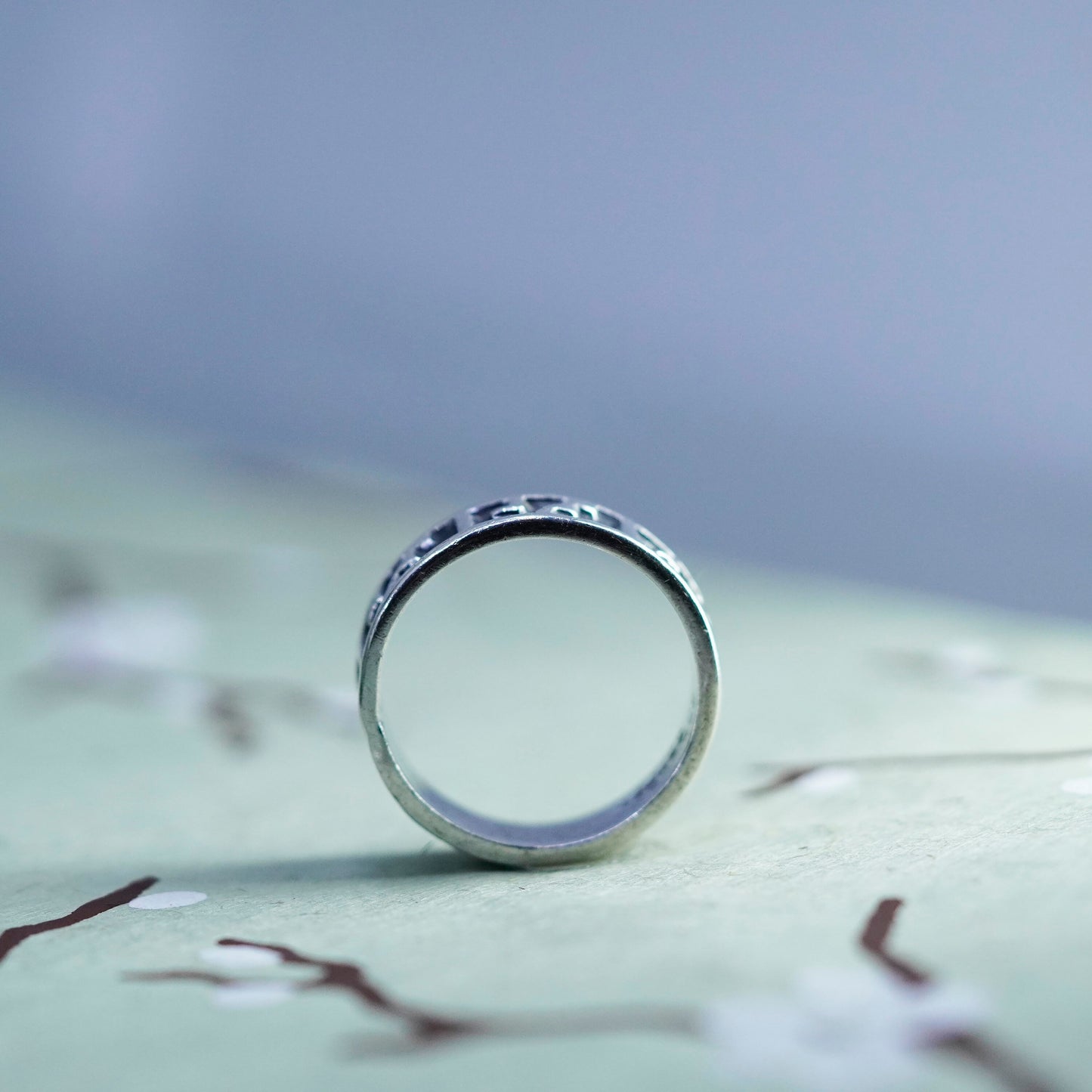 Size 7.25, vintage Mexico Sterling silver handmade ring, 925 textured band