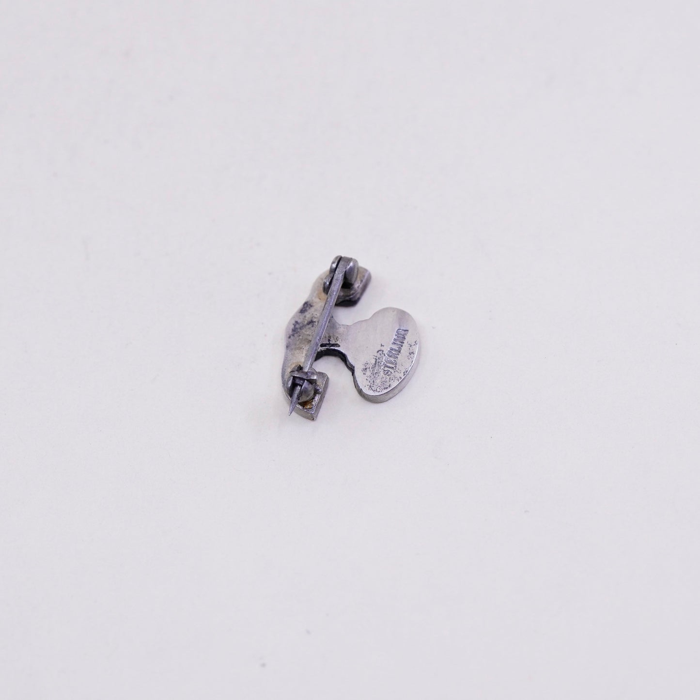 Vintage Sterling silver handmade brooch, 925 old fashion telephone pin