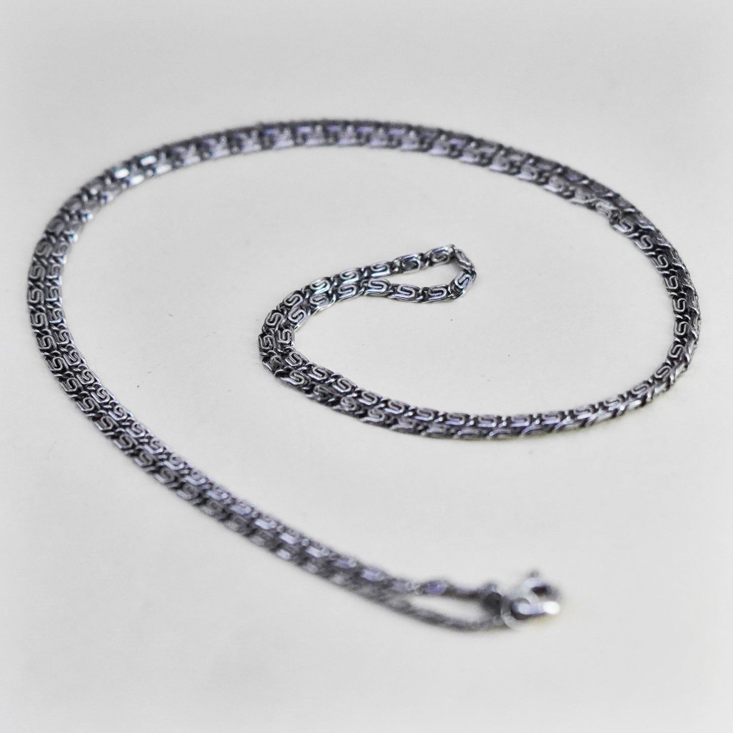19”, Vintage sterling silver Italy 925 flatten double S link chain, necklace