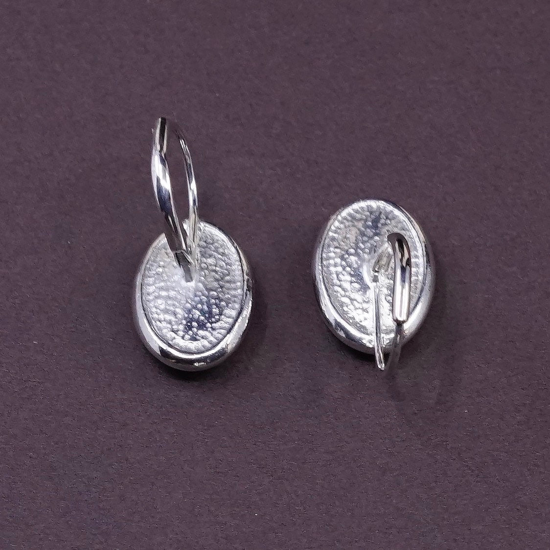 vtg Sterling silver handmade earrings, 925 w/ round shaped Amber