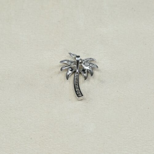Vintage Sterling Silver Pendant, 925 Palm tree W/ Opal Inlay And Crystal Detail