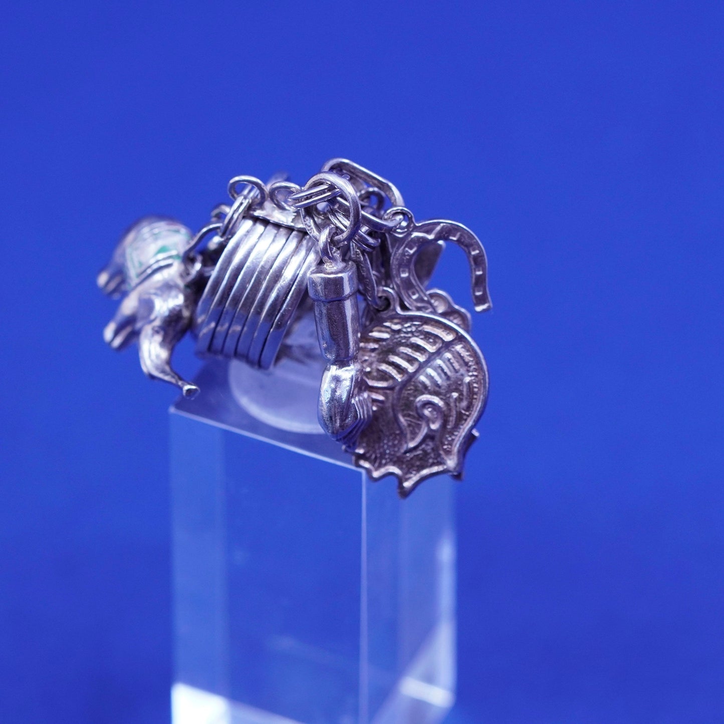 Size 3.5, Sterling 925 silver handmade ring boy dice elephant girl hand charm