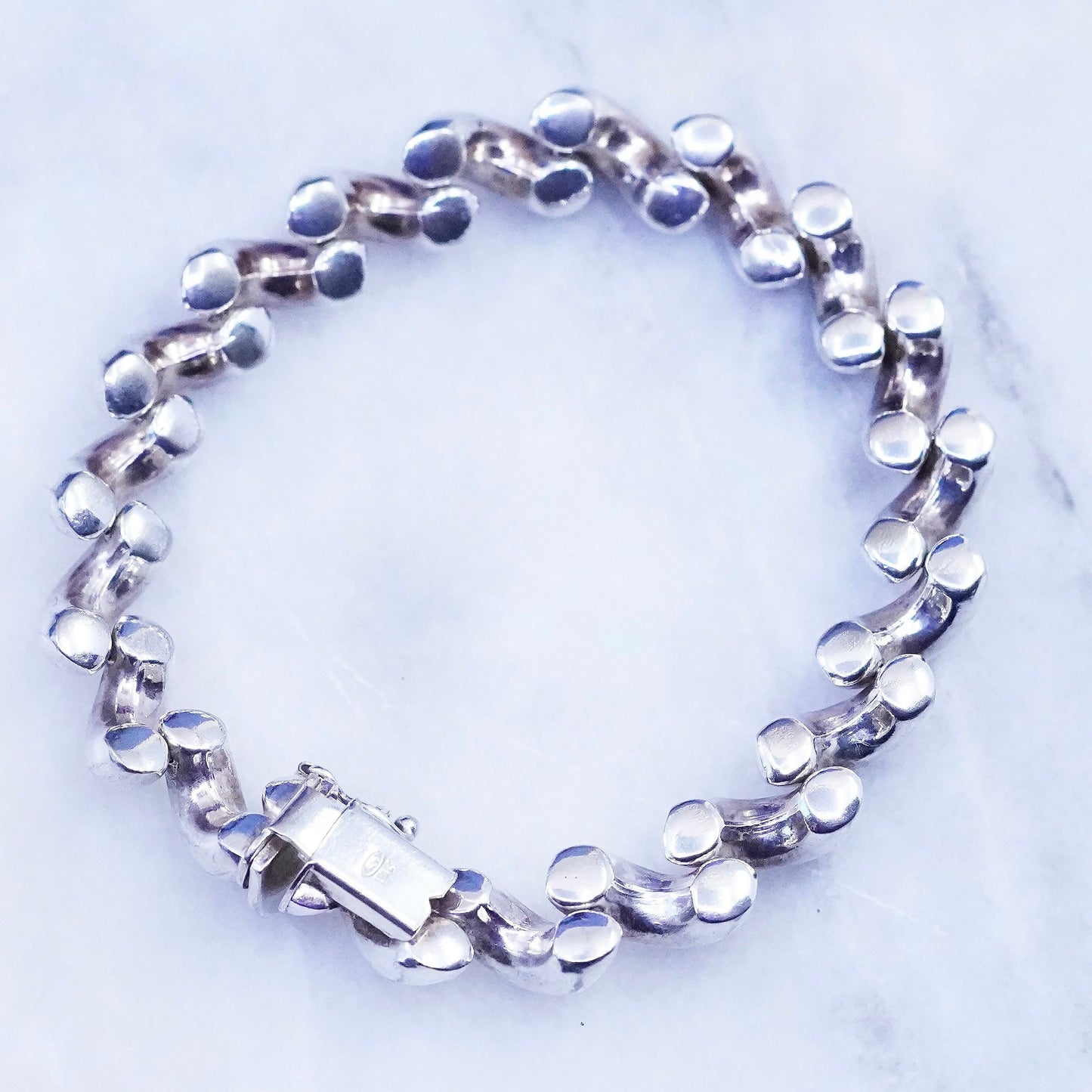 7”, 11mm, vintage Sterling silver men’s bracelet, 925 San Marco chain
