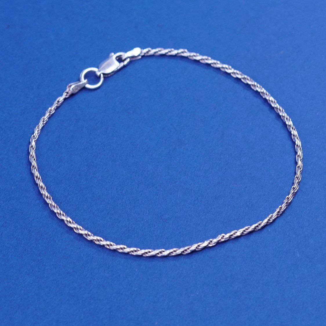 7.75", vtg sterling silver handmade bracelet, Italy 925 French rope chain