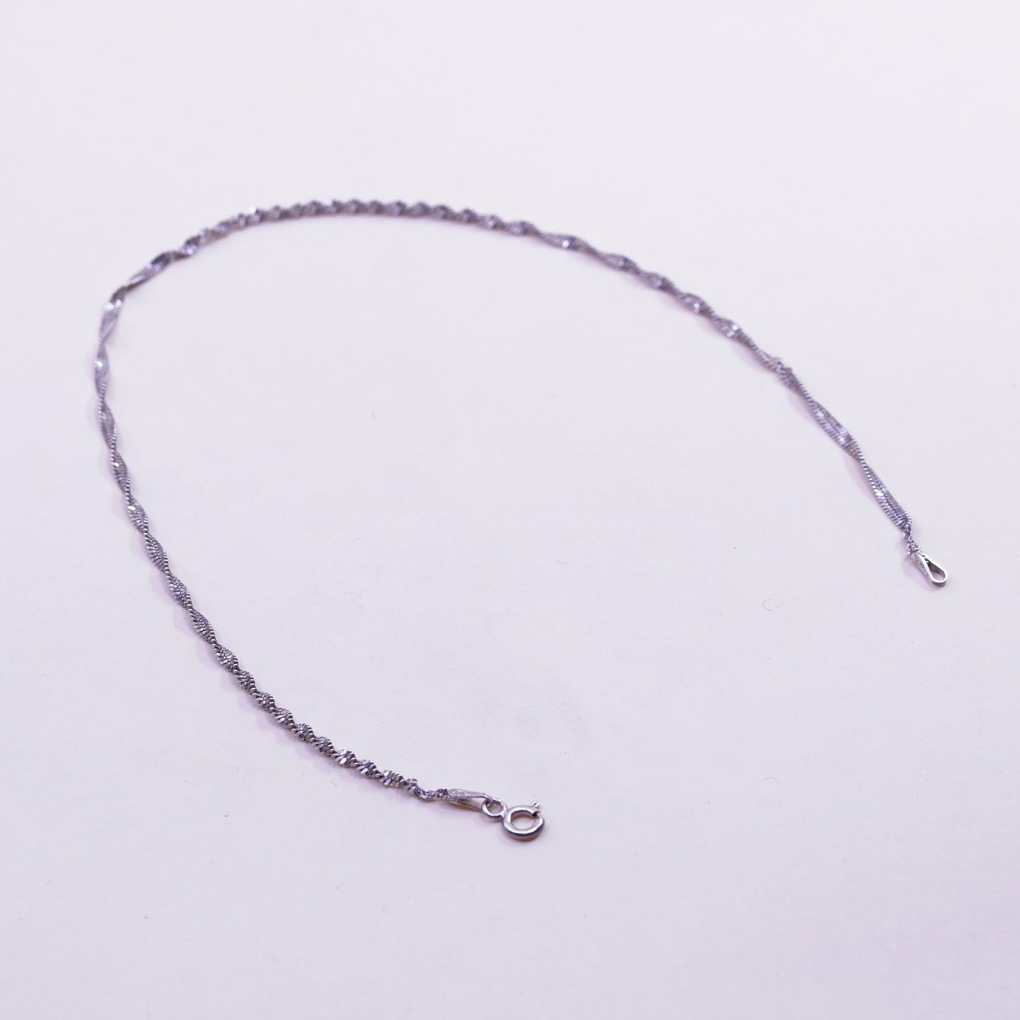 10.25”, Vintage sterling silver bracelet, 925 twisted herringbone anklet