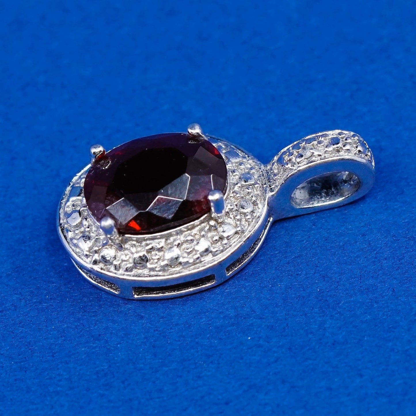 Vintage Sterling silver handmade pendant, 925 with ruby and diamond