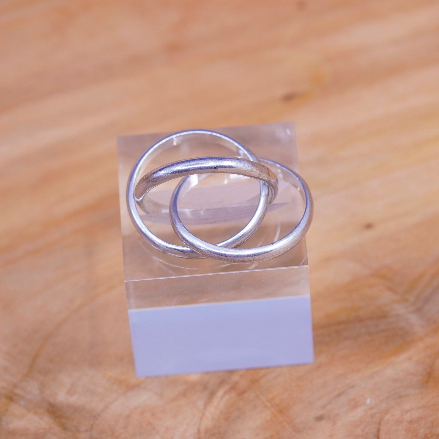 size 8, vintage Sterling silver handmade ring, 925 entwined band