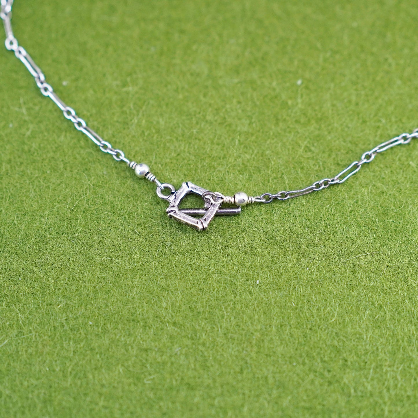 16”, 925 sterling silver elongated chain with filigree teardrop pendant beads