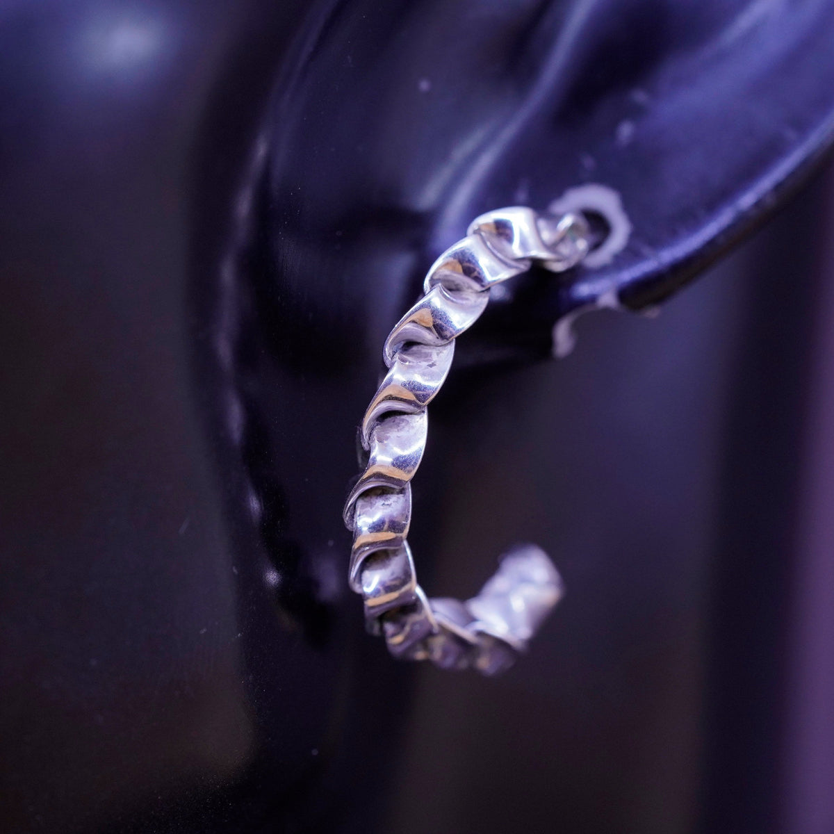 1”, Sterling silver handmade hoop earrings, mexico 925 huggie studs