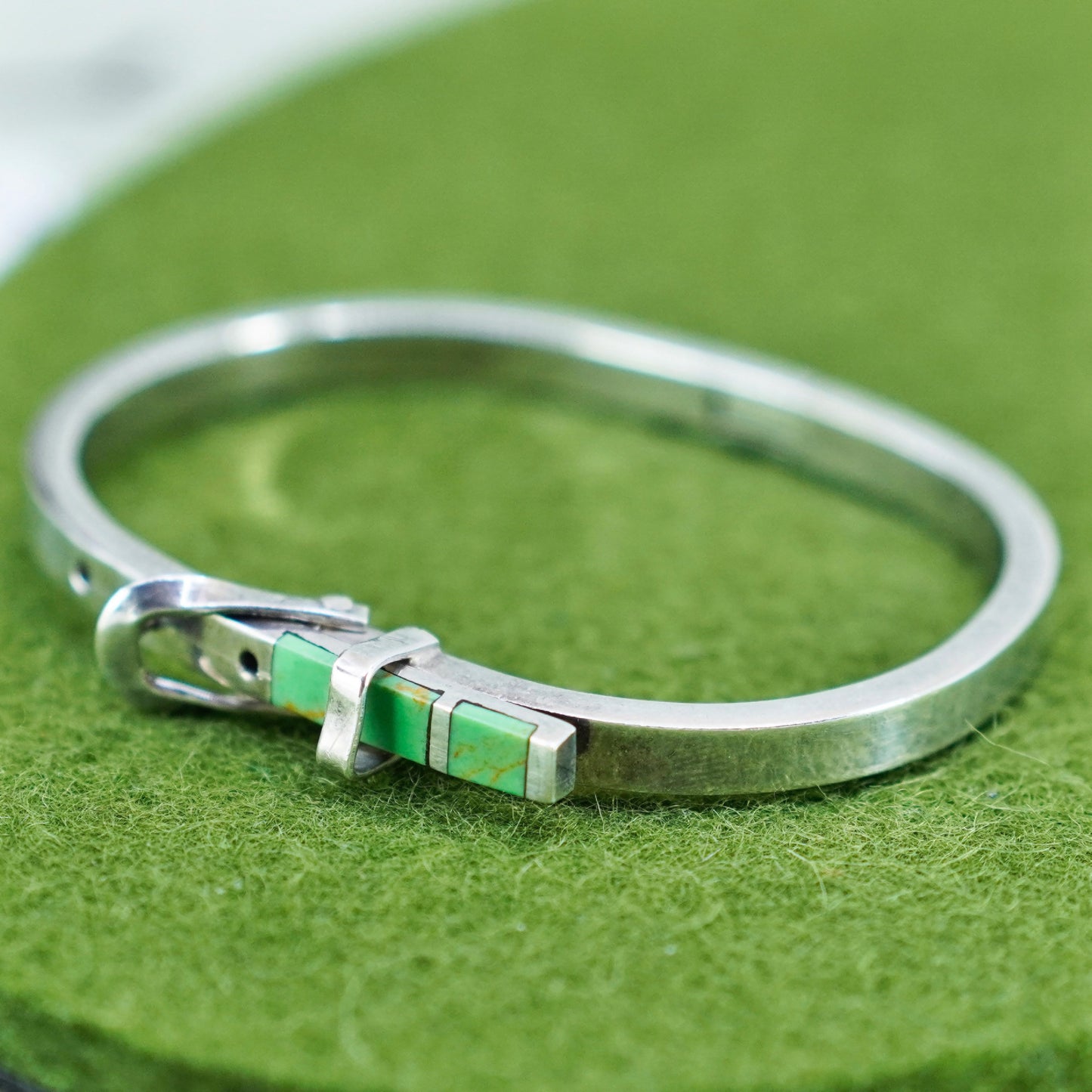 5+1”, vintage sterling silver handmade bracelet, 925 belt bangle with turquoise