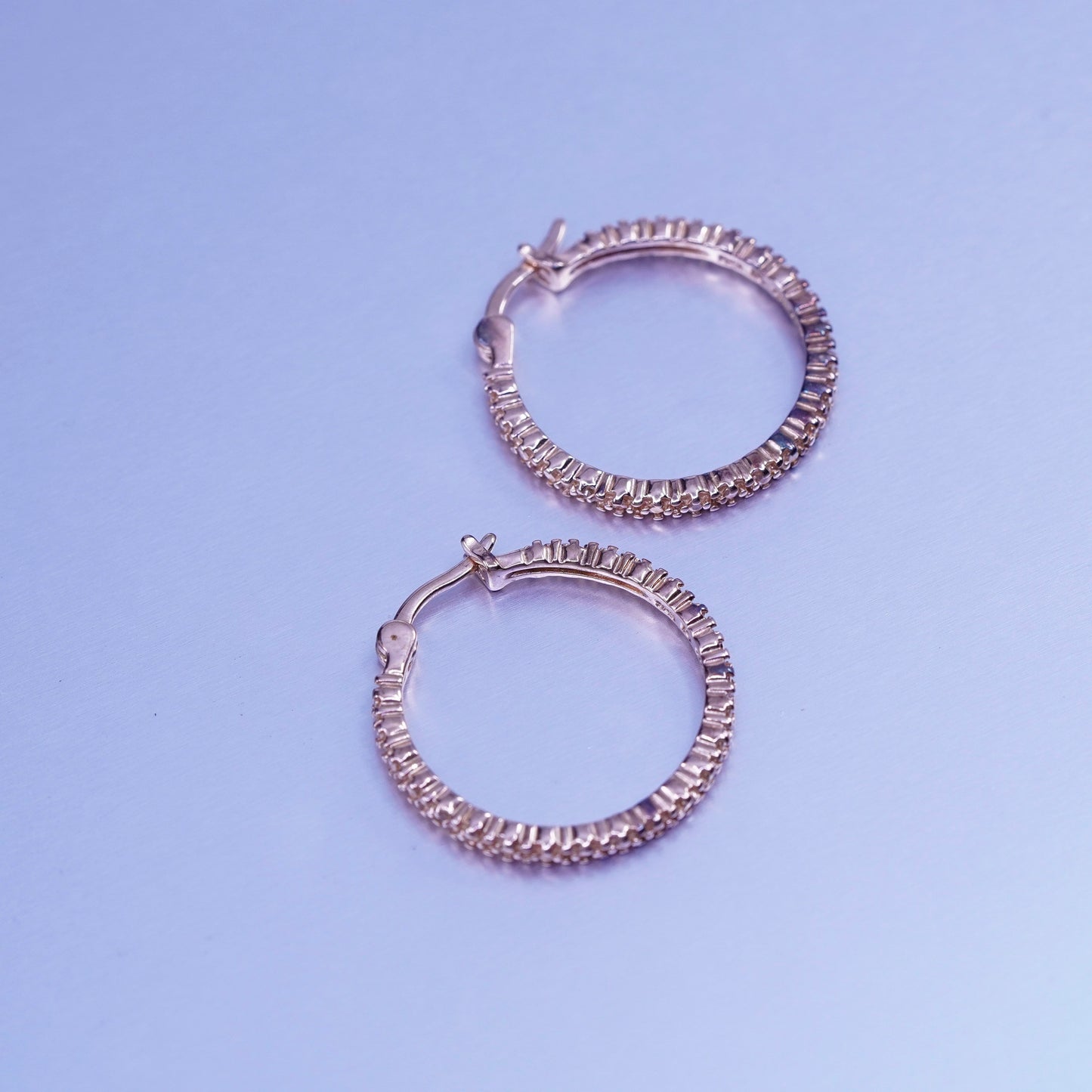1”, vintage vermeil rose gold over Sterling silver handmade earrings, 925 hoops