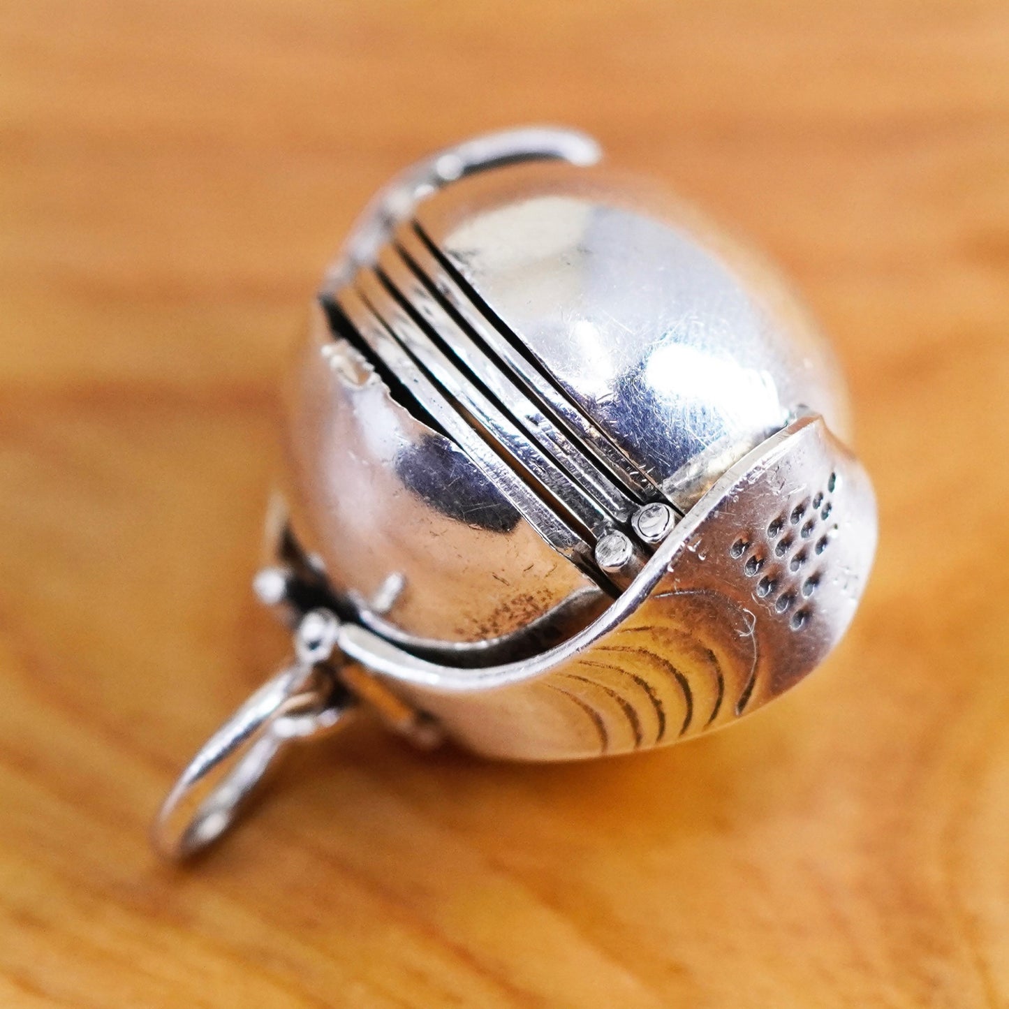 1”, 1940s taxco sterling silver handmade pendant, Mexico 925 photo locket ball
