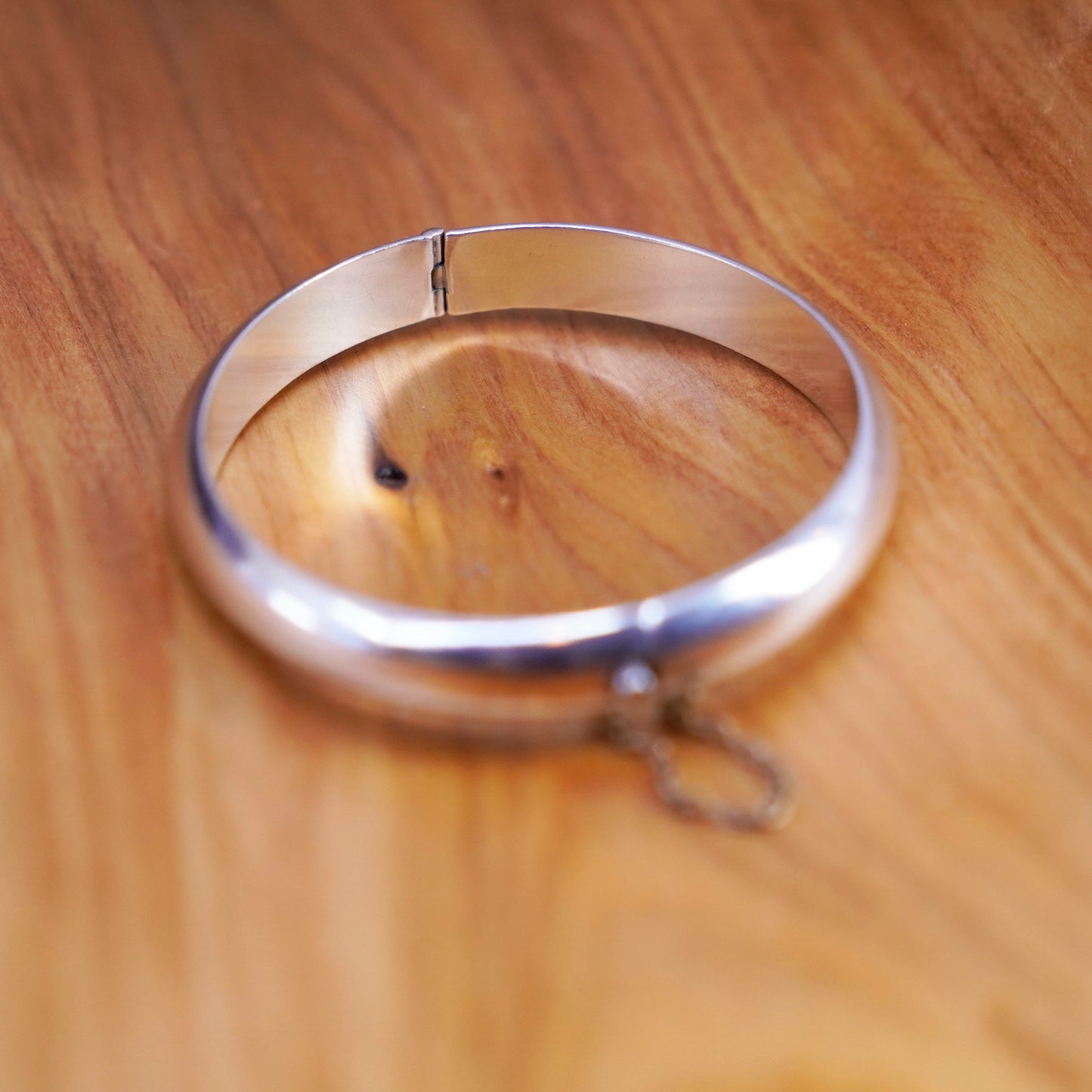 7.25”, Vintage Sterling silver handmade bracelet, wide 925 hinged bangle