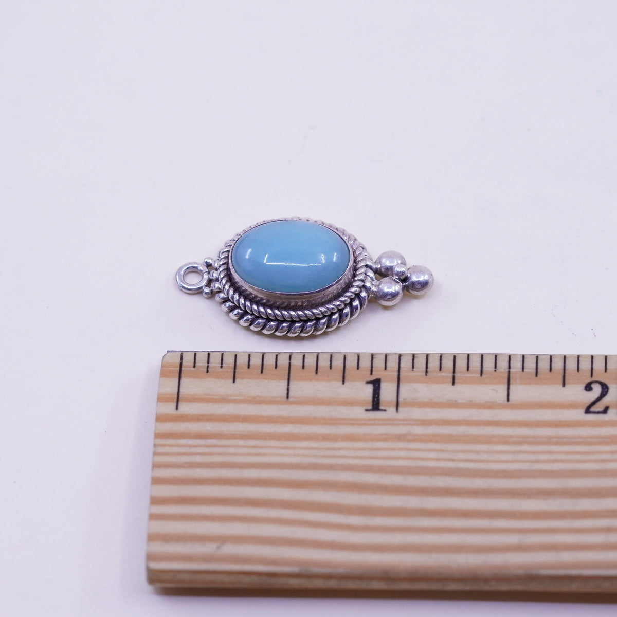 Vintage BA Suarti Sterling 925 Silver Handmade pendant w/ jade and cable around