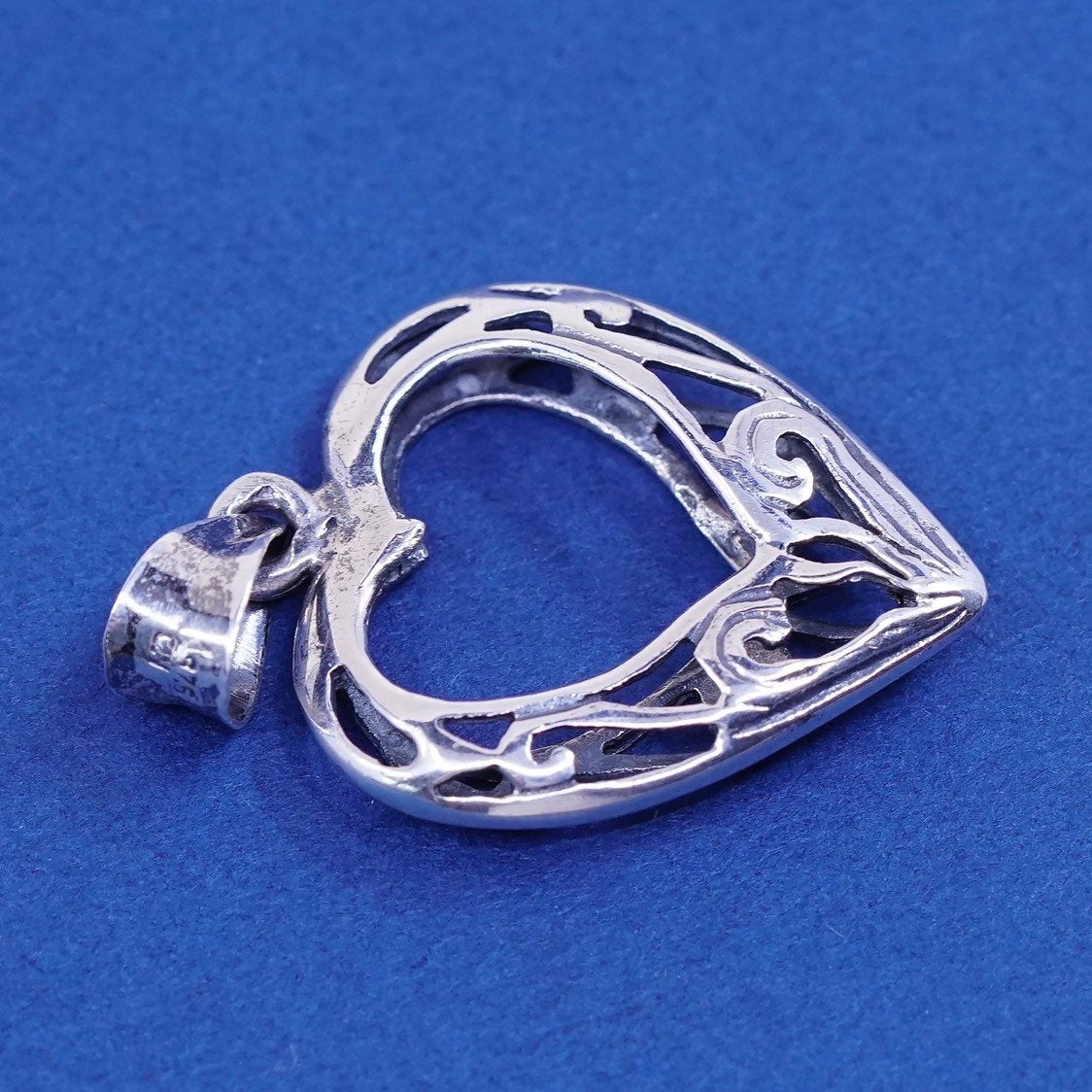 vtg Sterling silver handmade pendant, 925 filigree bali heart pendant