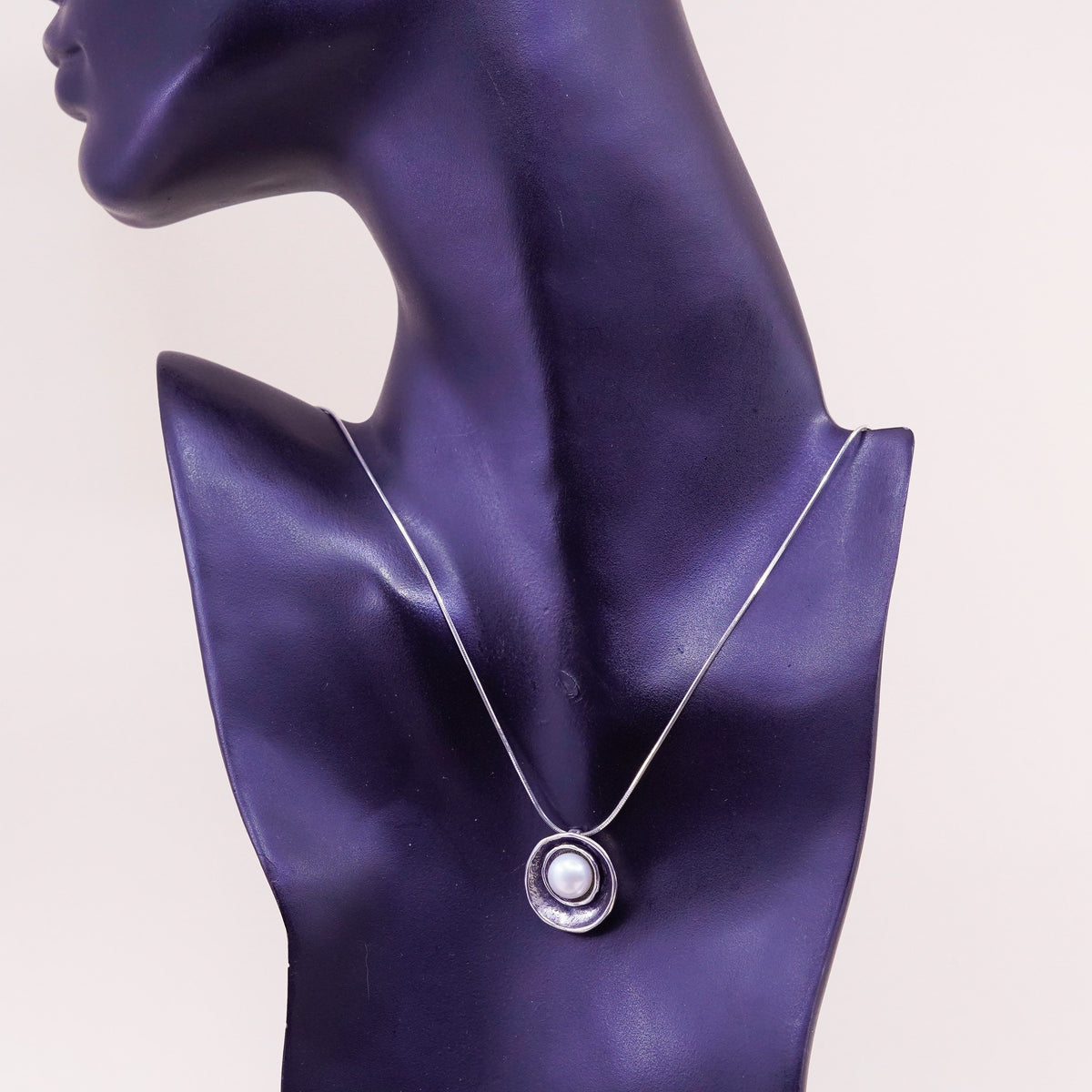 18”, Israel Shablool Didae sterling silver 925 necklace, snake chain pearl