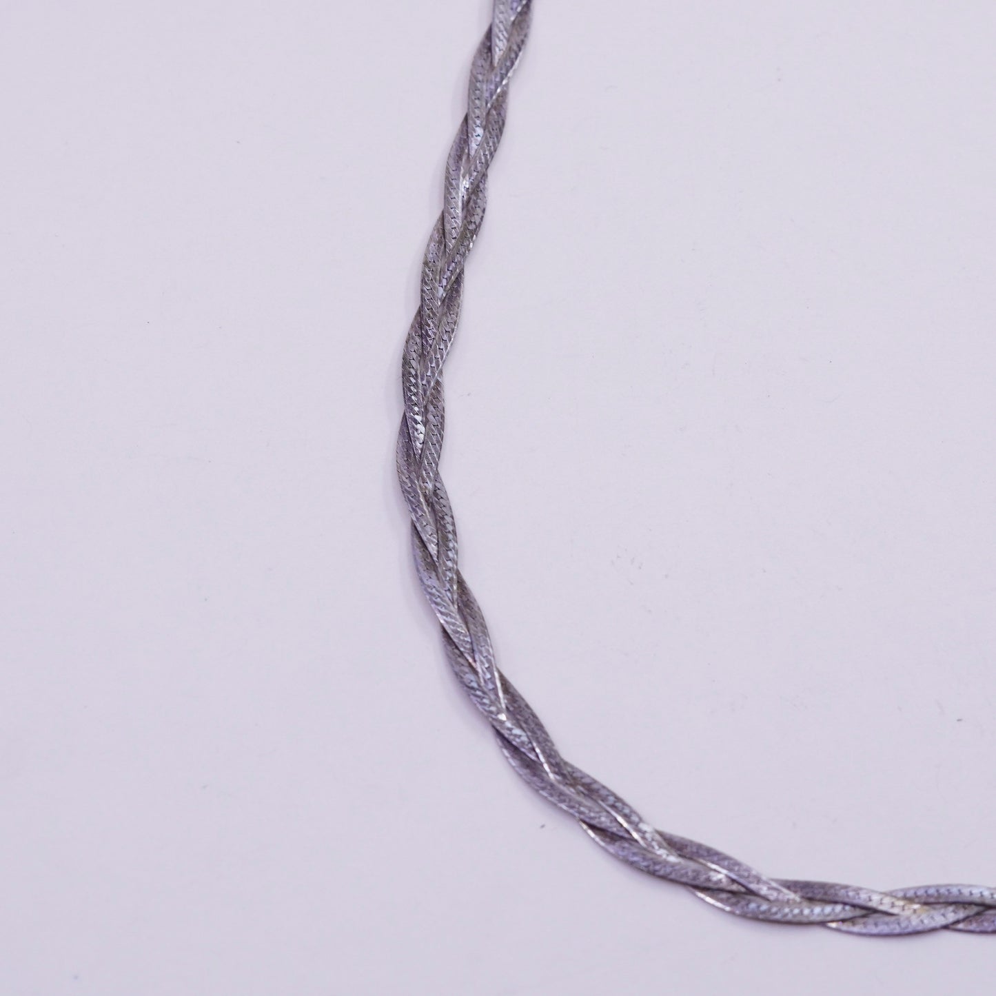 18”, Italy 3 Strands 925 Sterling Silver Woven Braided Herringbone necklace