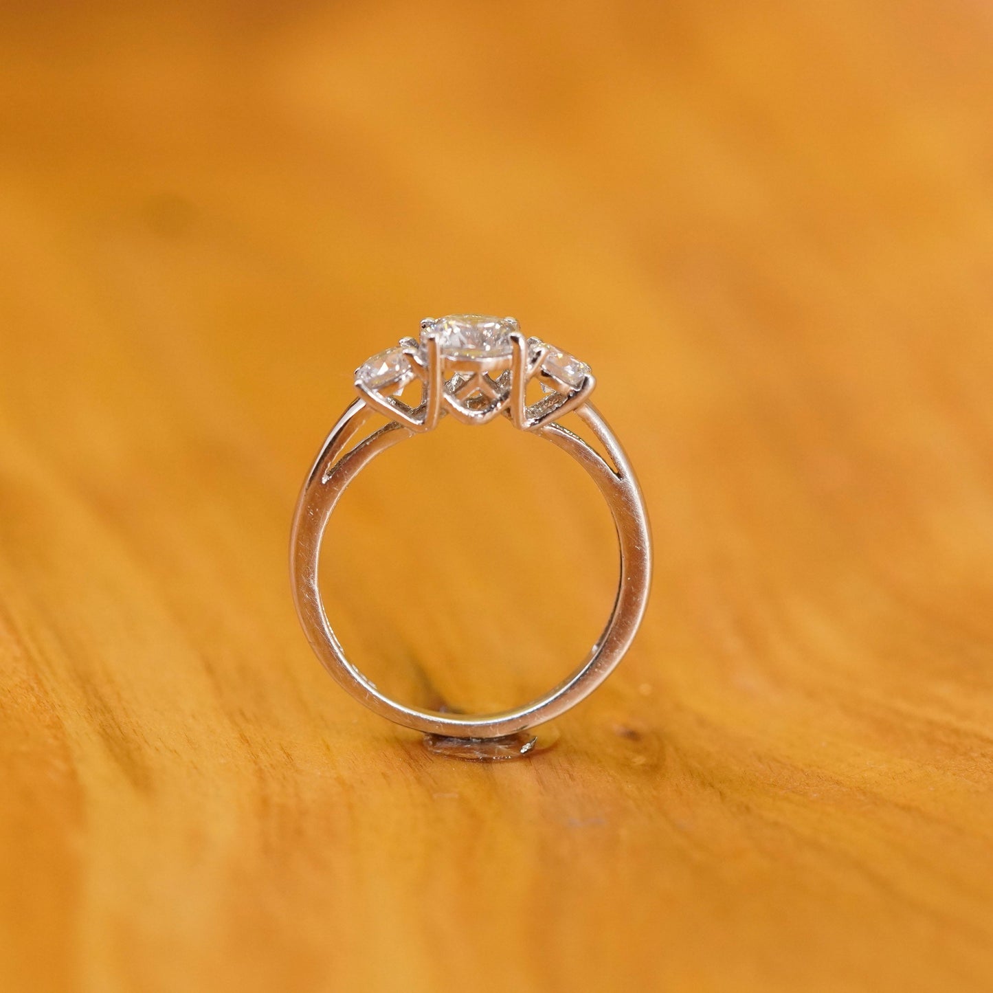 Size 7.25, vintage Sterling 925 silver anniversary ring with clear cz