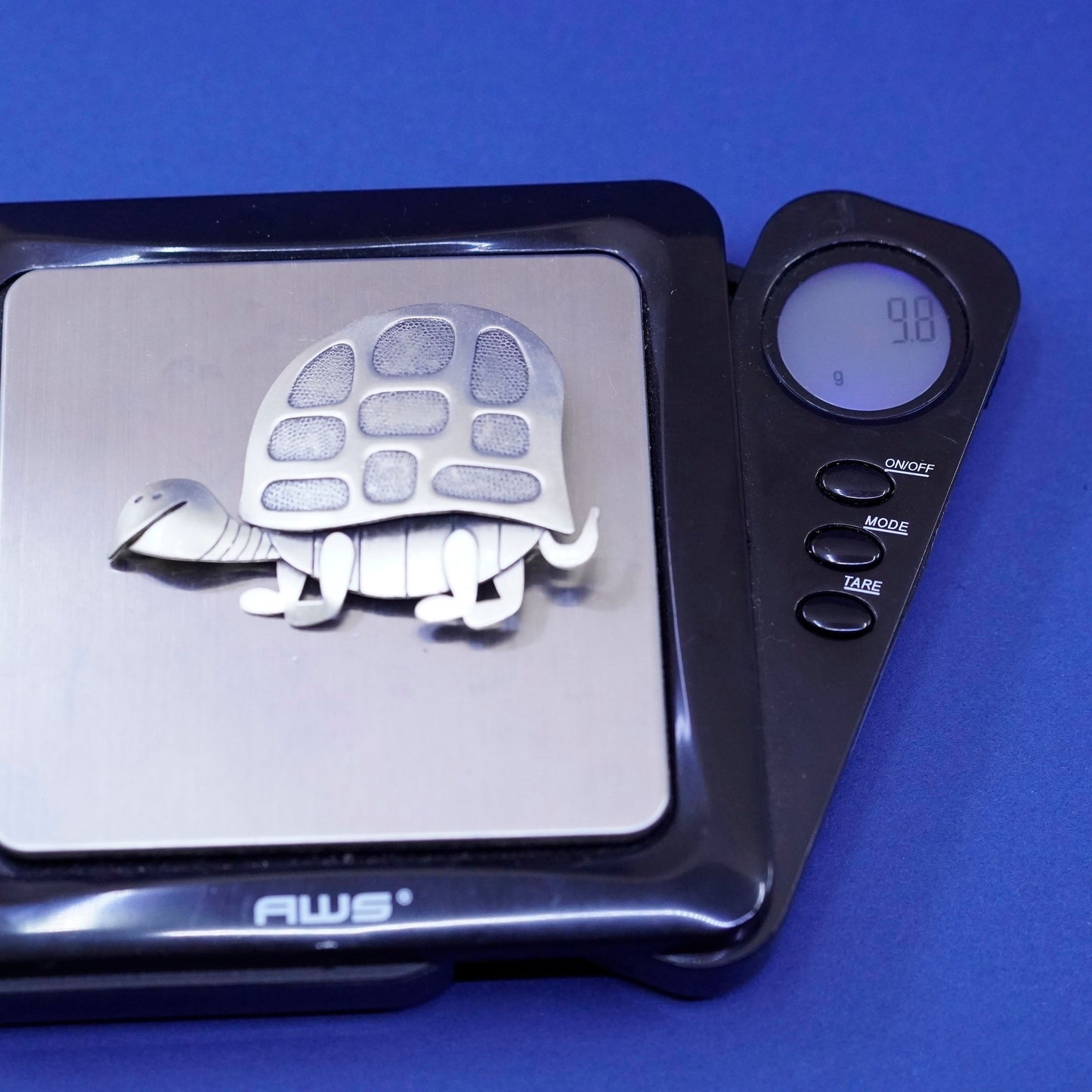 Vintage beau Sterling silver handmade brooch, 925 turtle pin