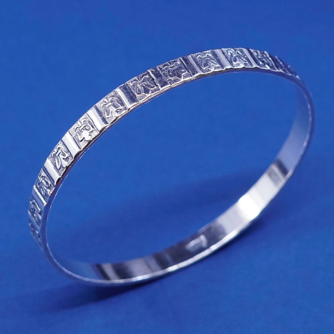 8", vtg danecraft sterling silver handmade bracelet, 925 textured bangle