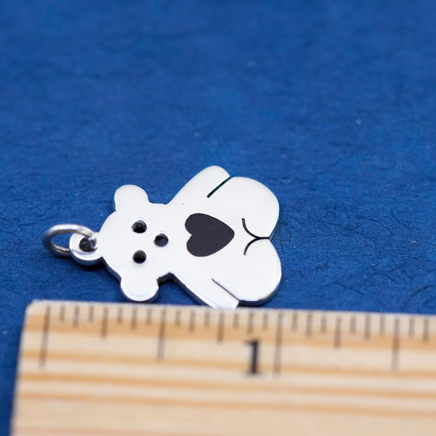 Vintage modern sterling 925 silver handmade teddy bear pendant