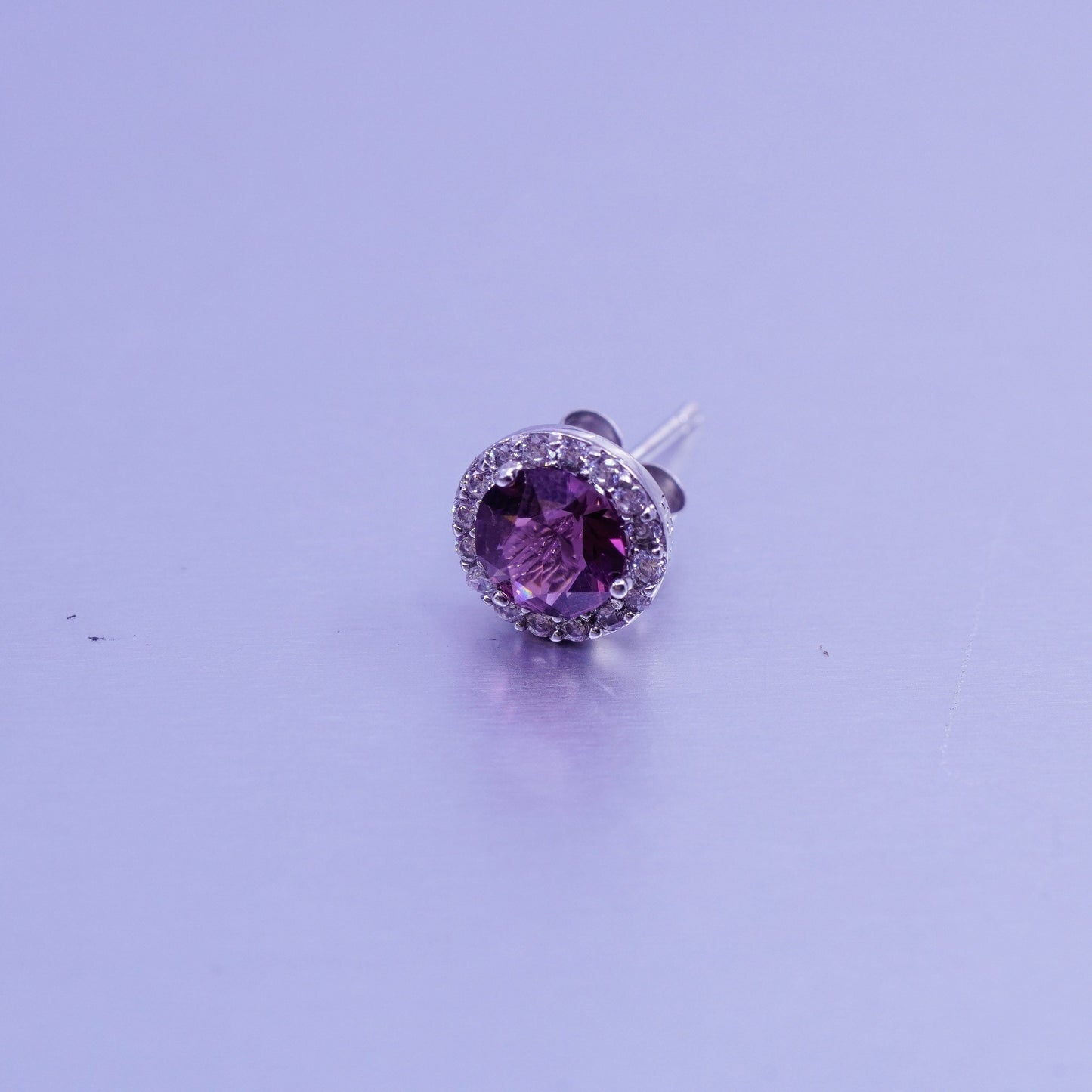 Vintage Sterling 925 silver earrings, studs with cz inlay