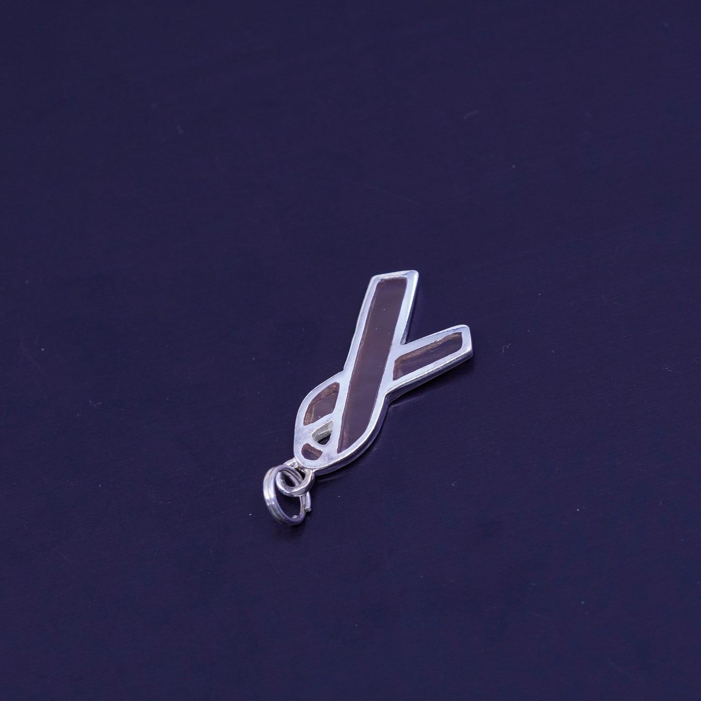 Antique Sterling silver charm, 925 breast cancer cure ribbon charm