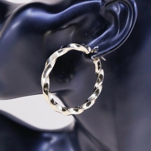 2”, Turkey Vermeil gold over Sterling Silver Twisted hoops 925 Handmade Earrings