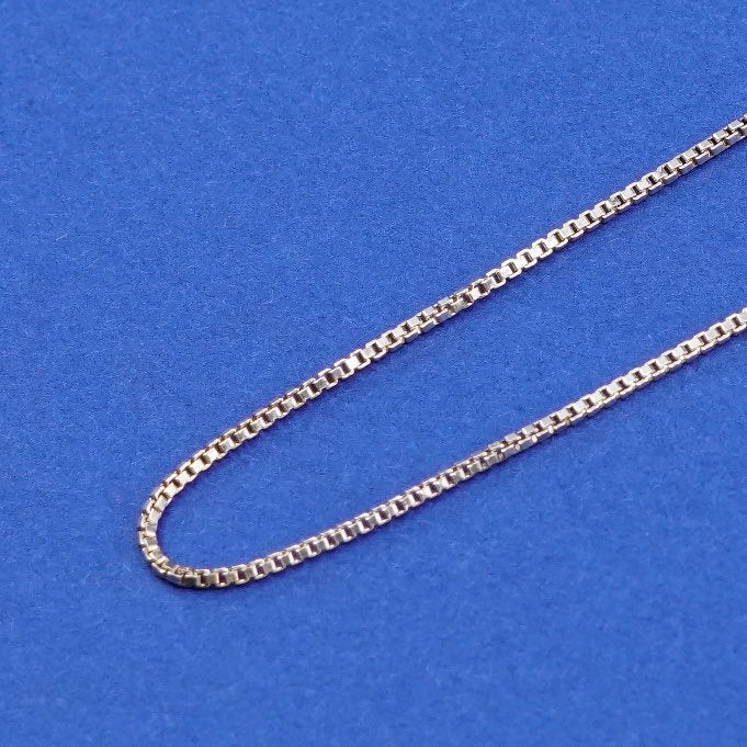 18", 1mm, vintage Sterling silver necklace, gold over 925 silver box chain
