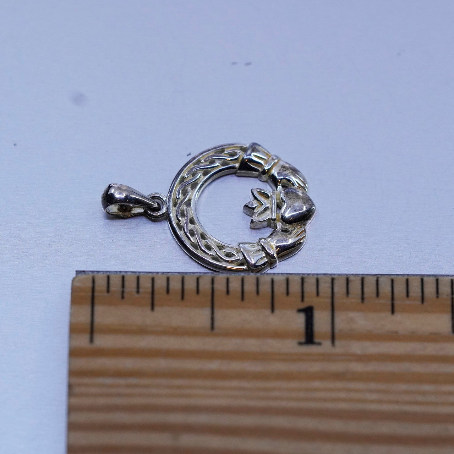 Irish Solvar Claddagh friendship Sterling 925 silver pendant, hand heart charm