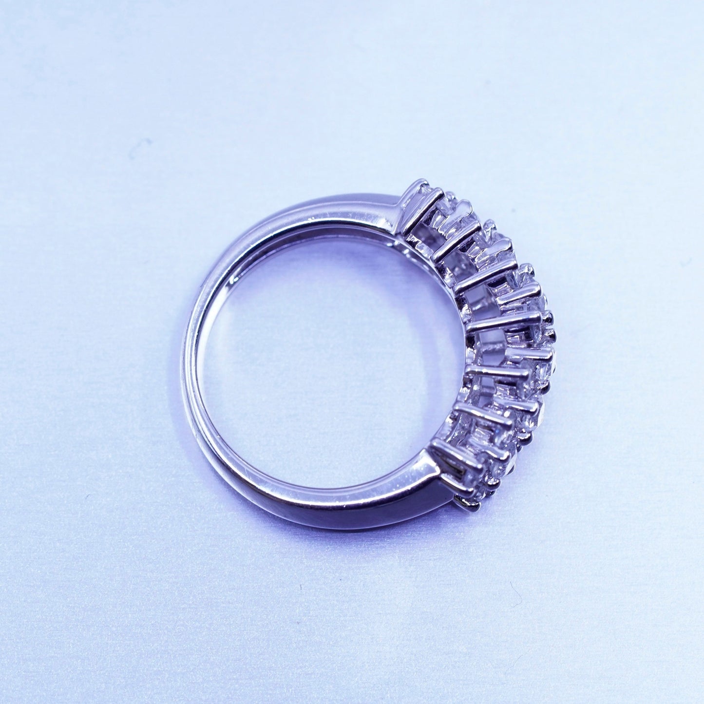 Size 8, vintage P4 SR (silver Palladium Gold Platinum) ring with cluster Cz