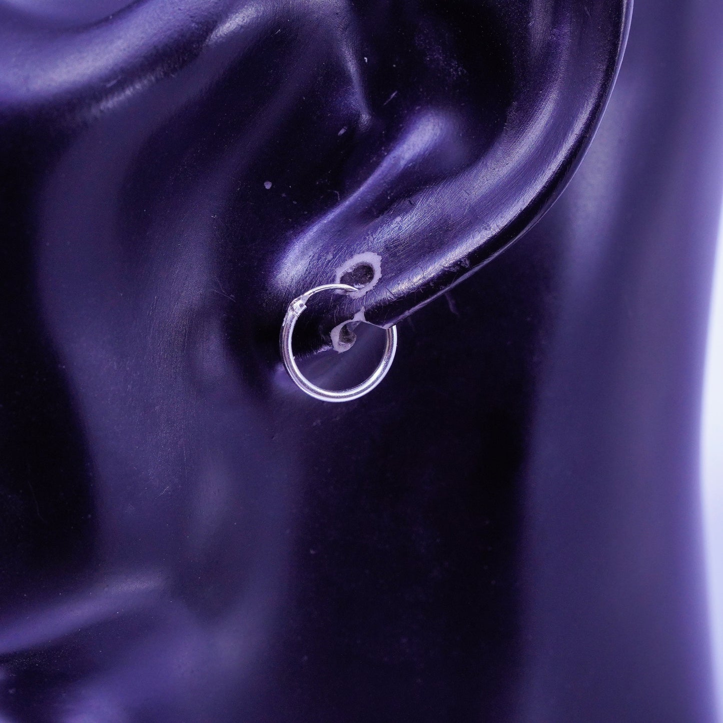 0.5”, vintage Sterling silver handmade earrings, 925 hoops