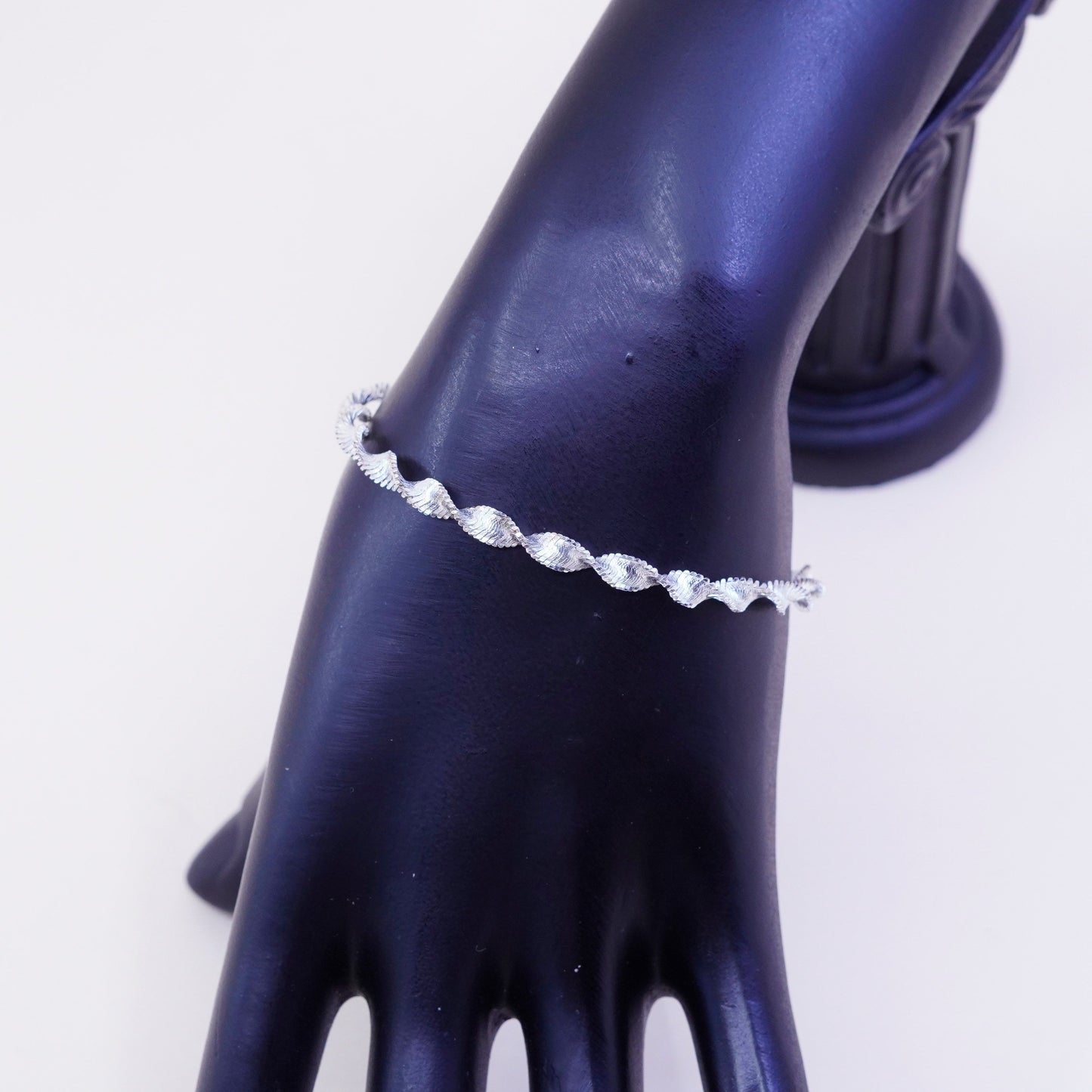 6.75”, 5mm, Vintage sterling silver bracelet, twisted curb link bracelet