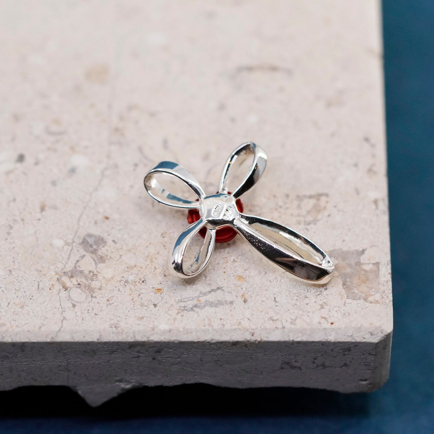 Vintage Sterling silver handmade pendant, 925 rose cross