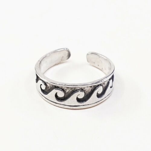 Sz 3.5, hopi Sterling Silver Handmade Ring 925 Band Embossed Wavy