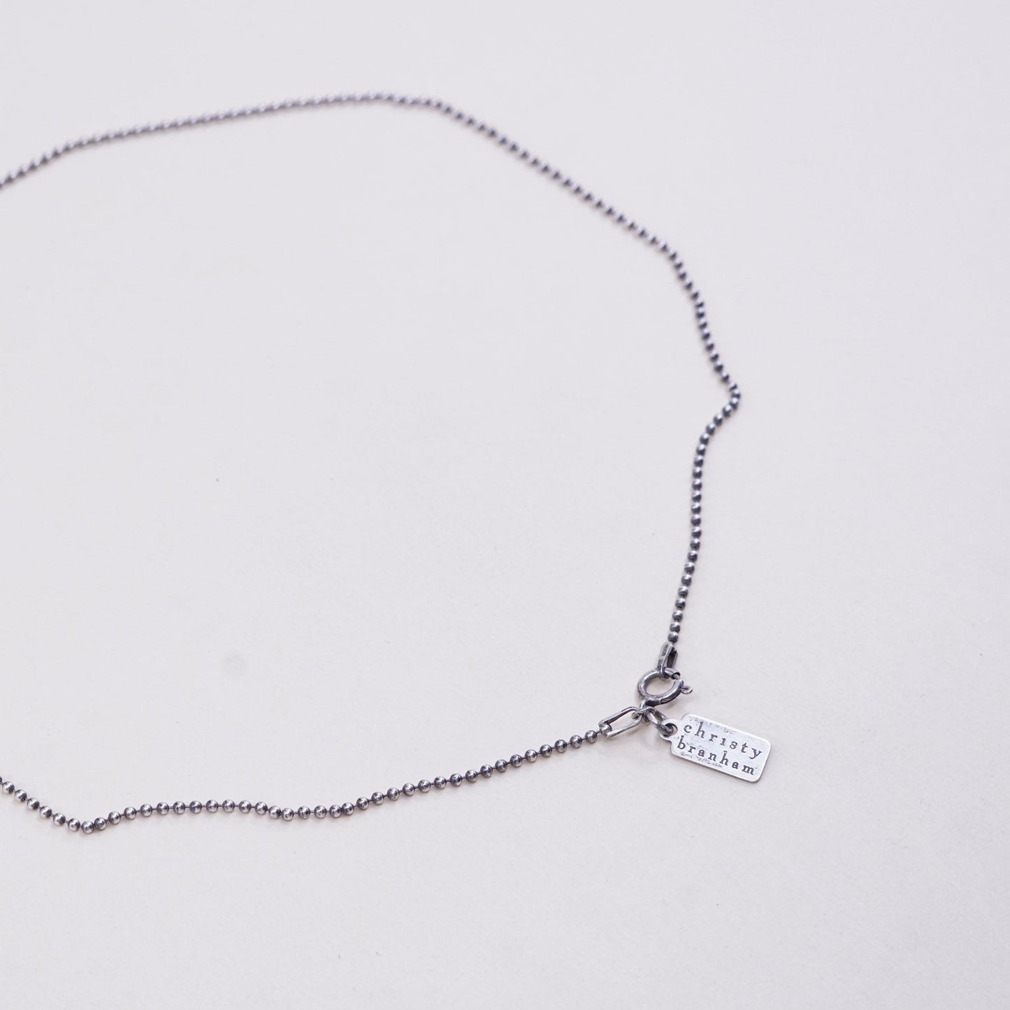 16”, 1mm, Vintage israel megiddo sterling silver beads chain, 925 necklace