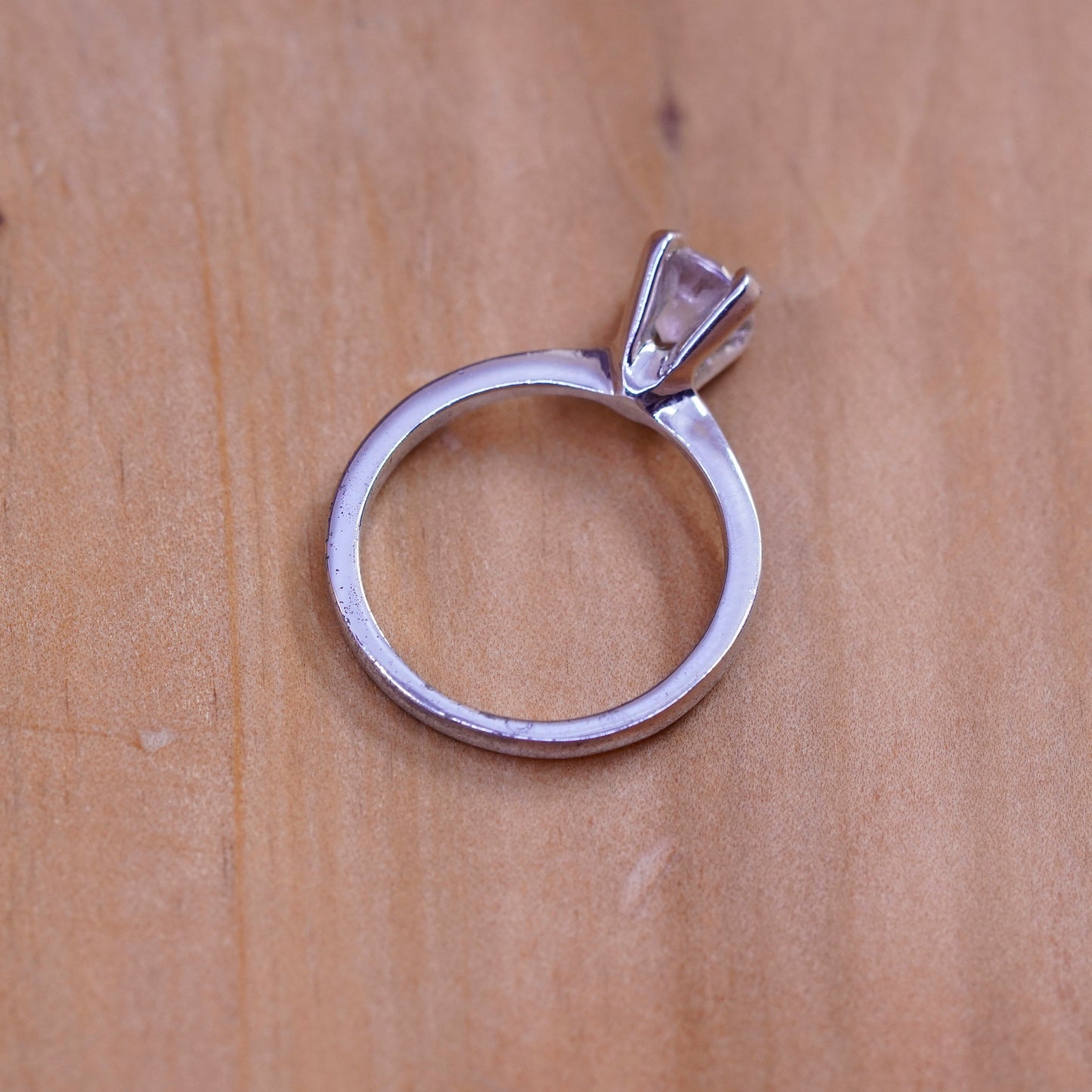 Size 7, vintage Sterling silver handmade ring, 925 engagement band with cz