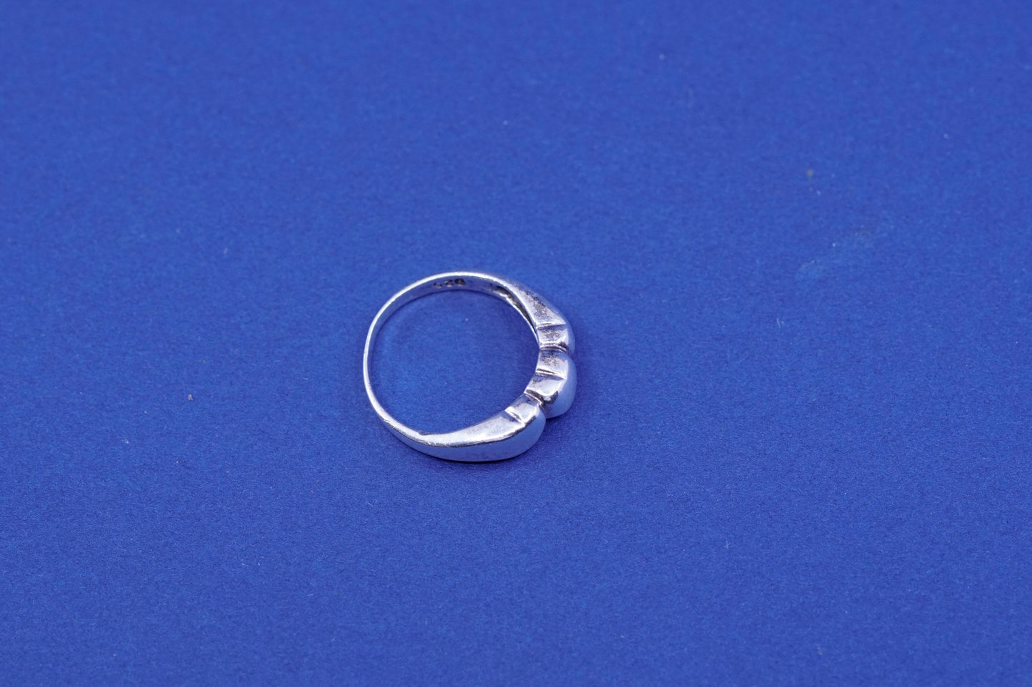 Size 6, vintage sterling silver handmade ring, 925 heart band