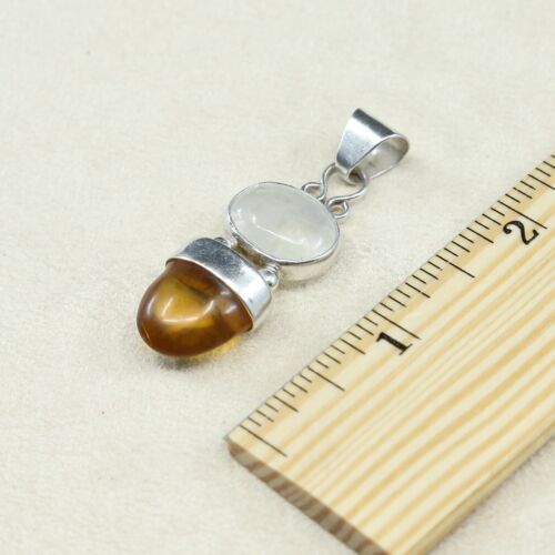 Vintage Sterling Silver Handmade Pendant, Solid 925 Silver With Oval Moonstone