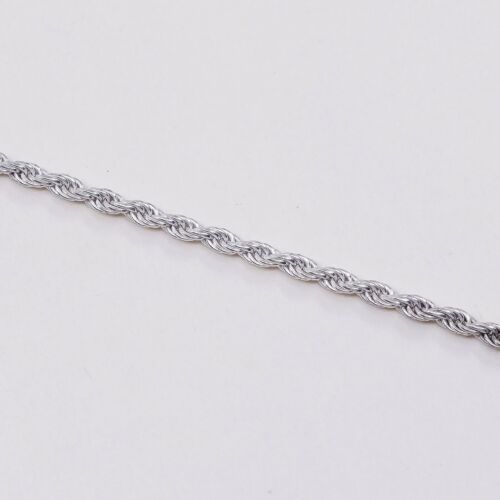 7”, 2mm, Vtg Sterling Silver bracelet, 925 Italy Diamond Rope chain