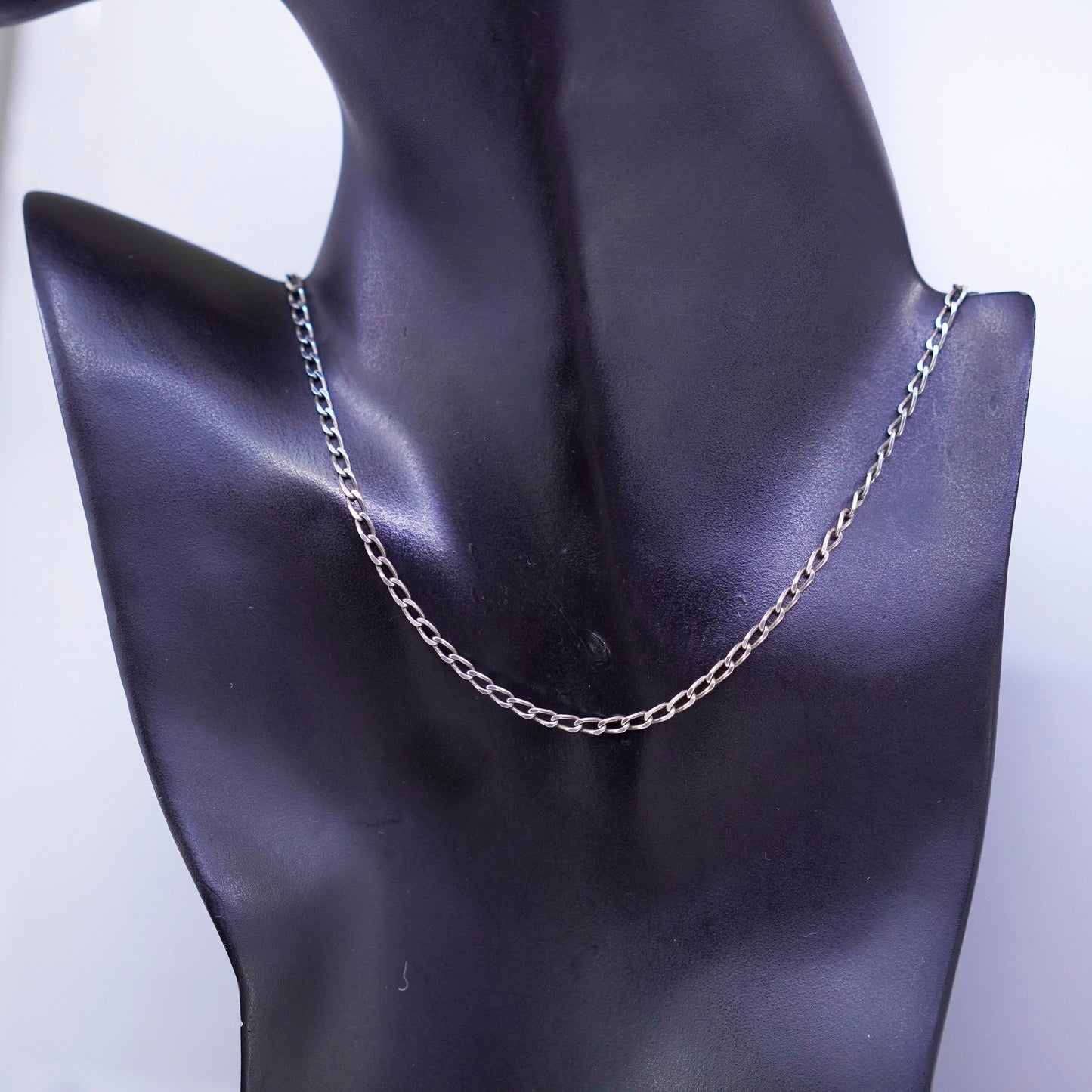 20” 3mm, vintage Mexico Sterling 925 silver curb chain necklace
