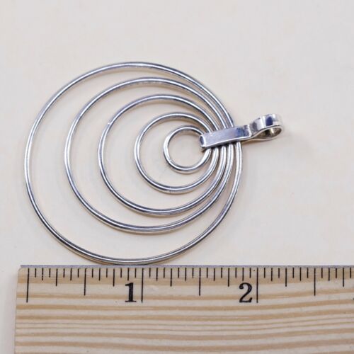 Vintage Sterling Silver Handmade Pendant, 925 Multi Circle Pendant
