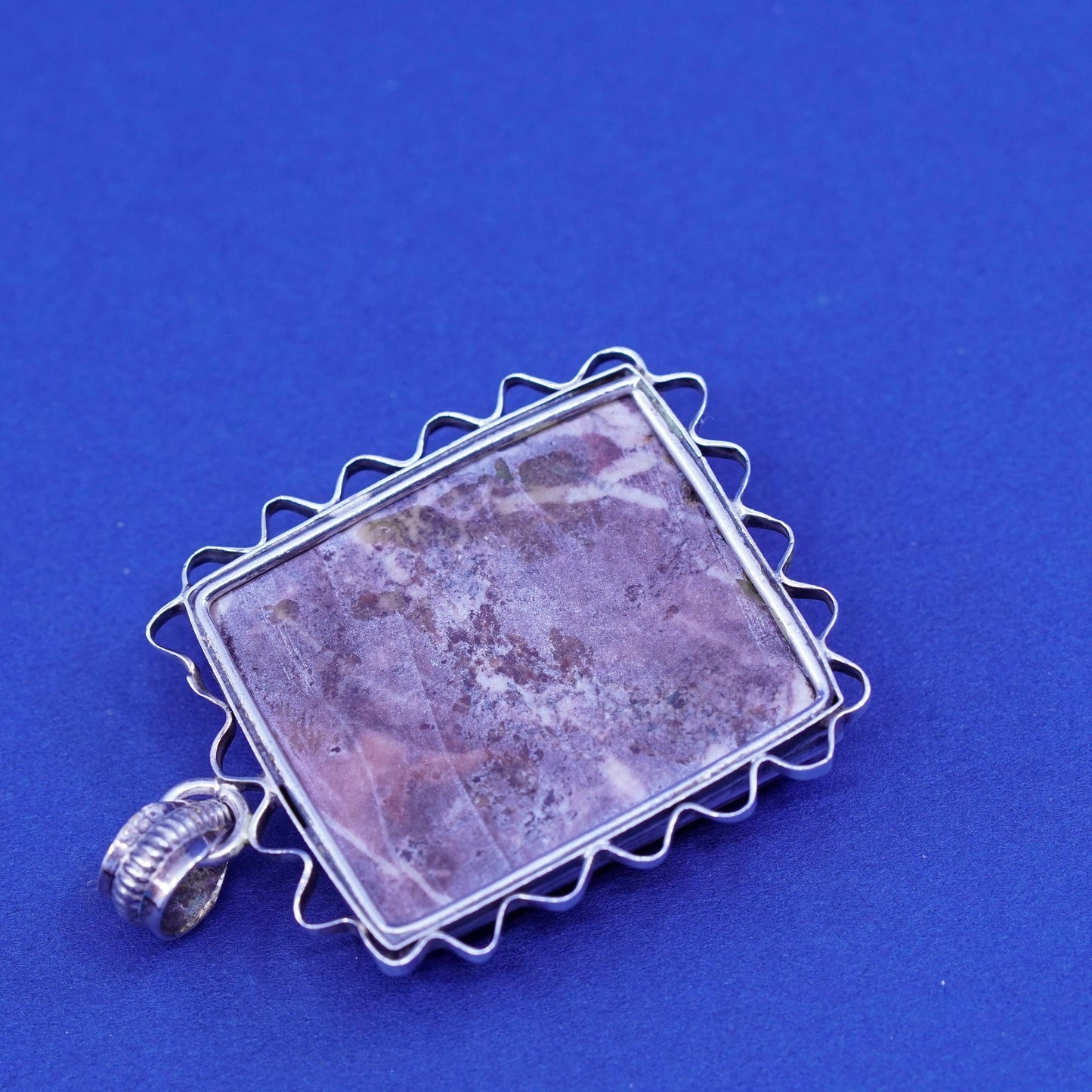 Vintage Sterling silver handmade pendant with purple jasper