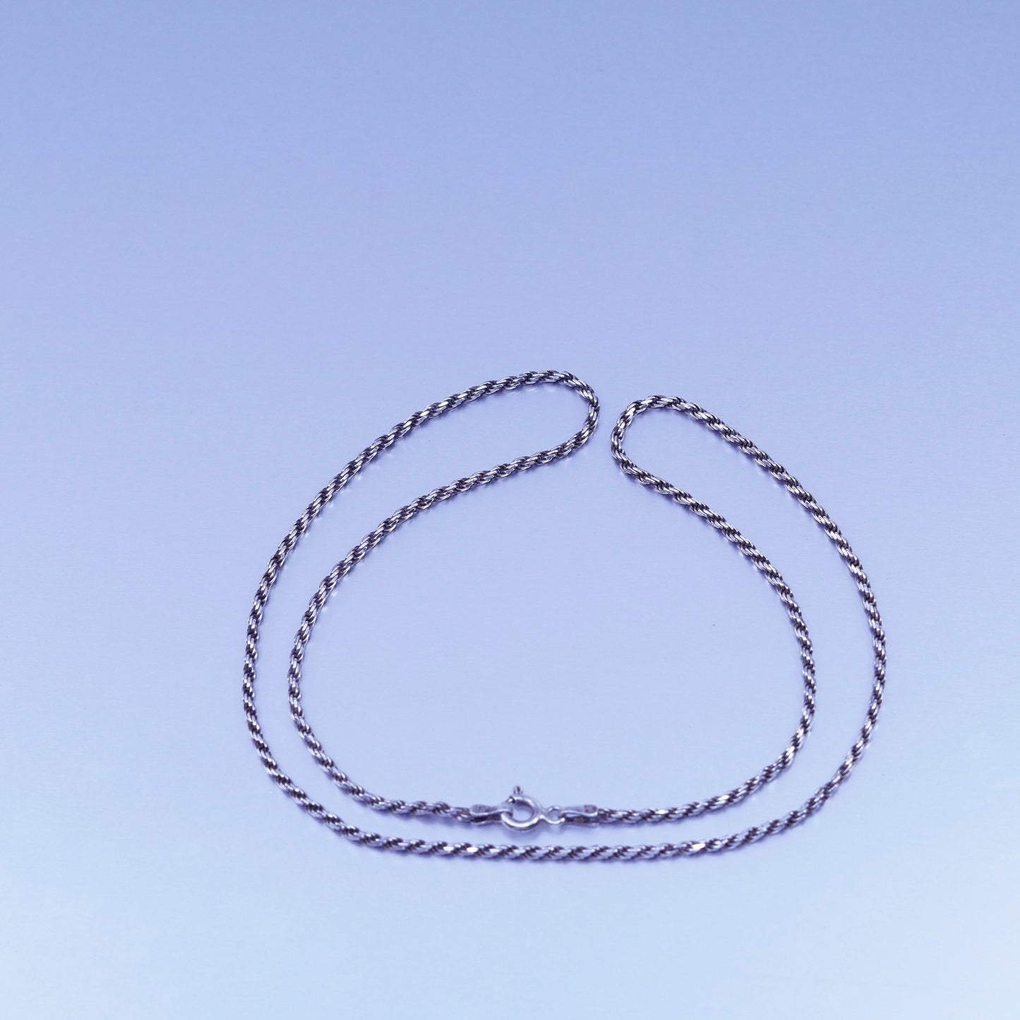 18” 1.6mm, vintage Italy Sterling 925 silver rope chain necklace