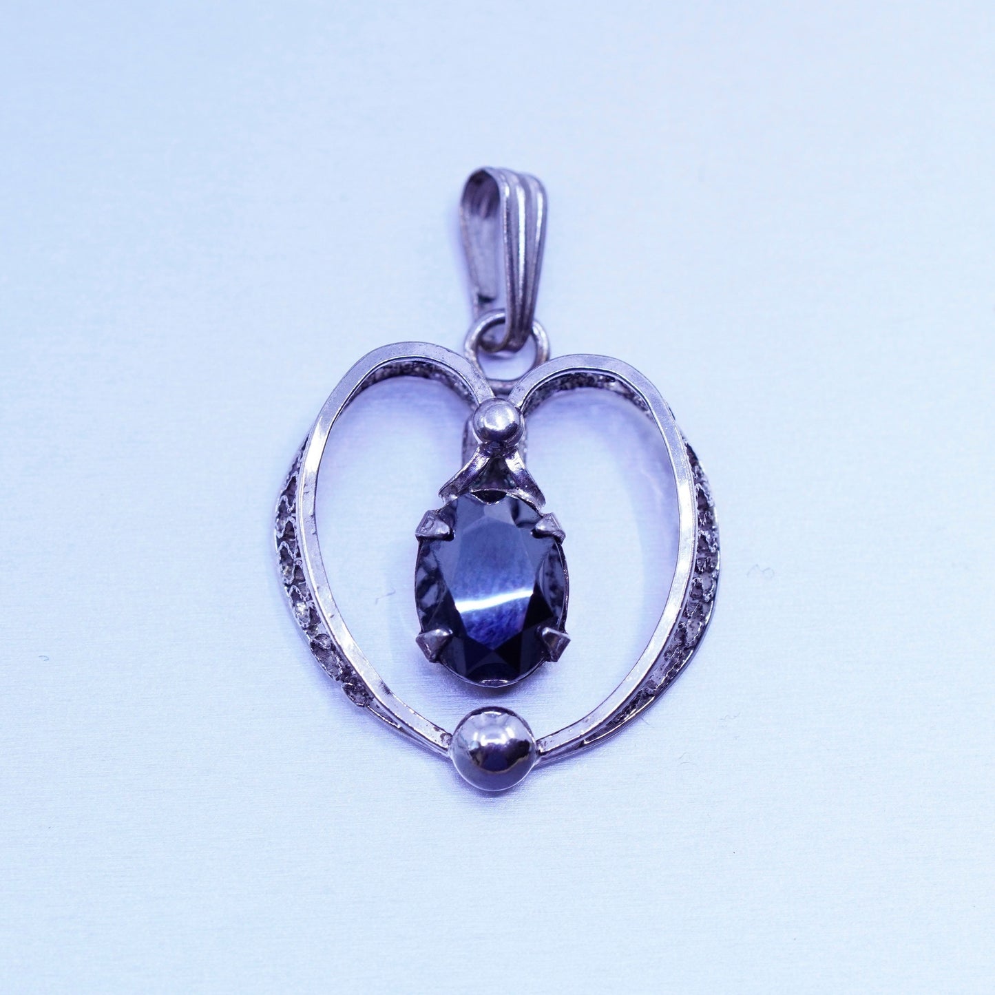 antique sorrento jewelry sterling 925 silver filigree heart pendant hematite