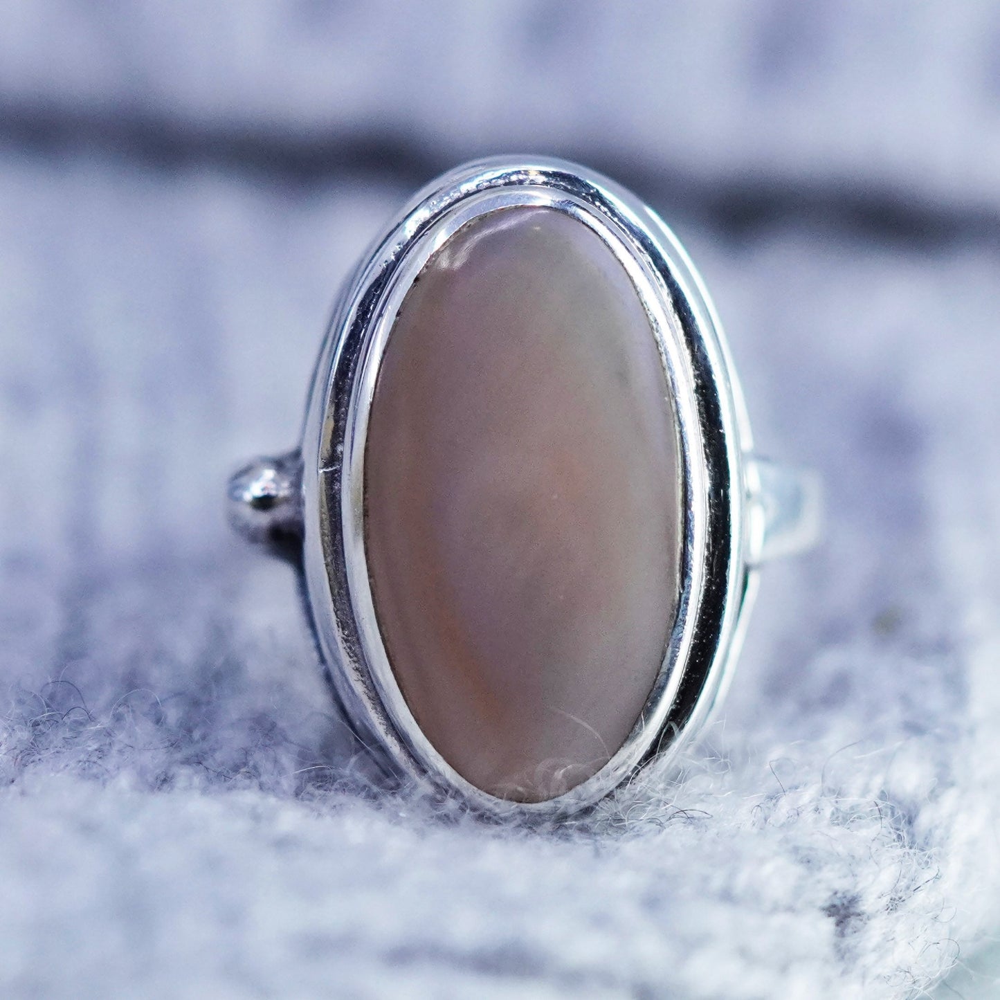 Size 8.75, southwestern Sterling 925 silver handmade ring pink mother of pearl