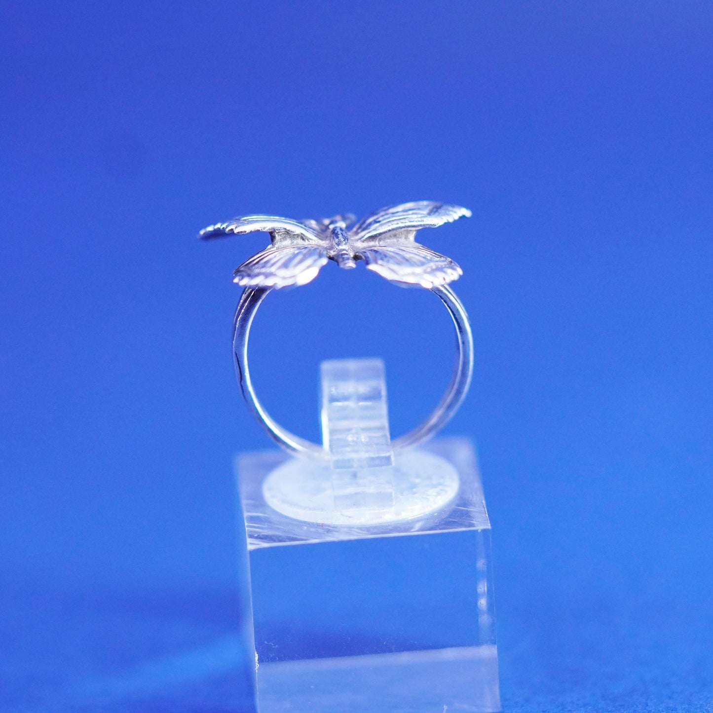 Size 6, vintage sterling silver handmade ring, 925 butterfly band